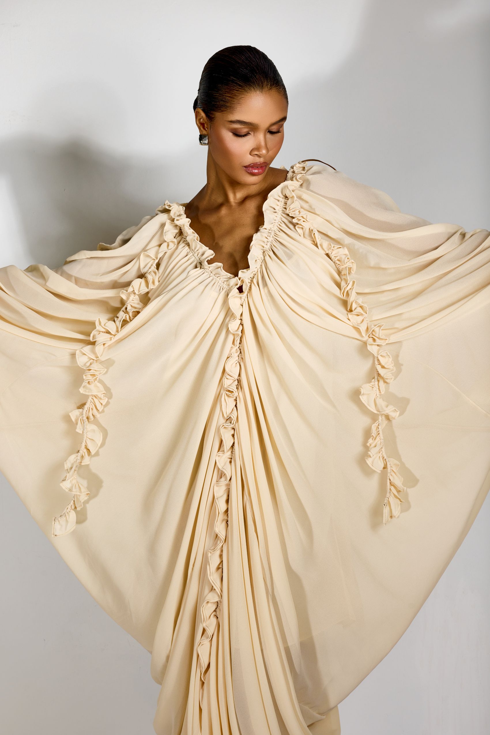 Anita Batwing Sleeve Draped Maxi Dress-purelyfable