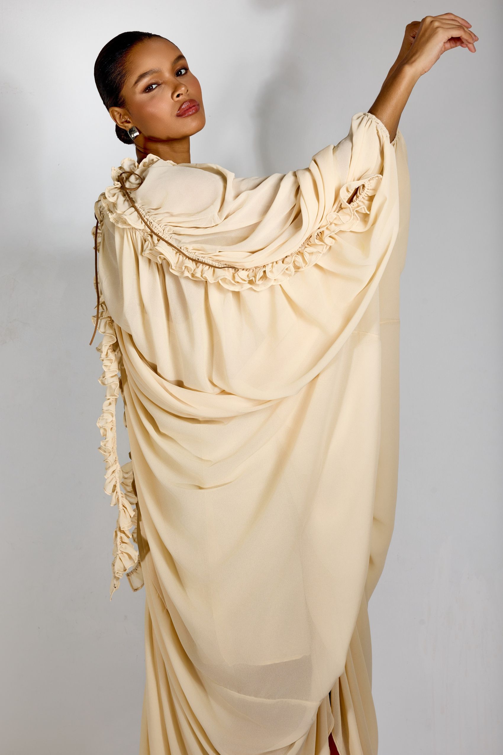 Anita Batwing Sleeve Draped Maxi Dress-purelyfable