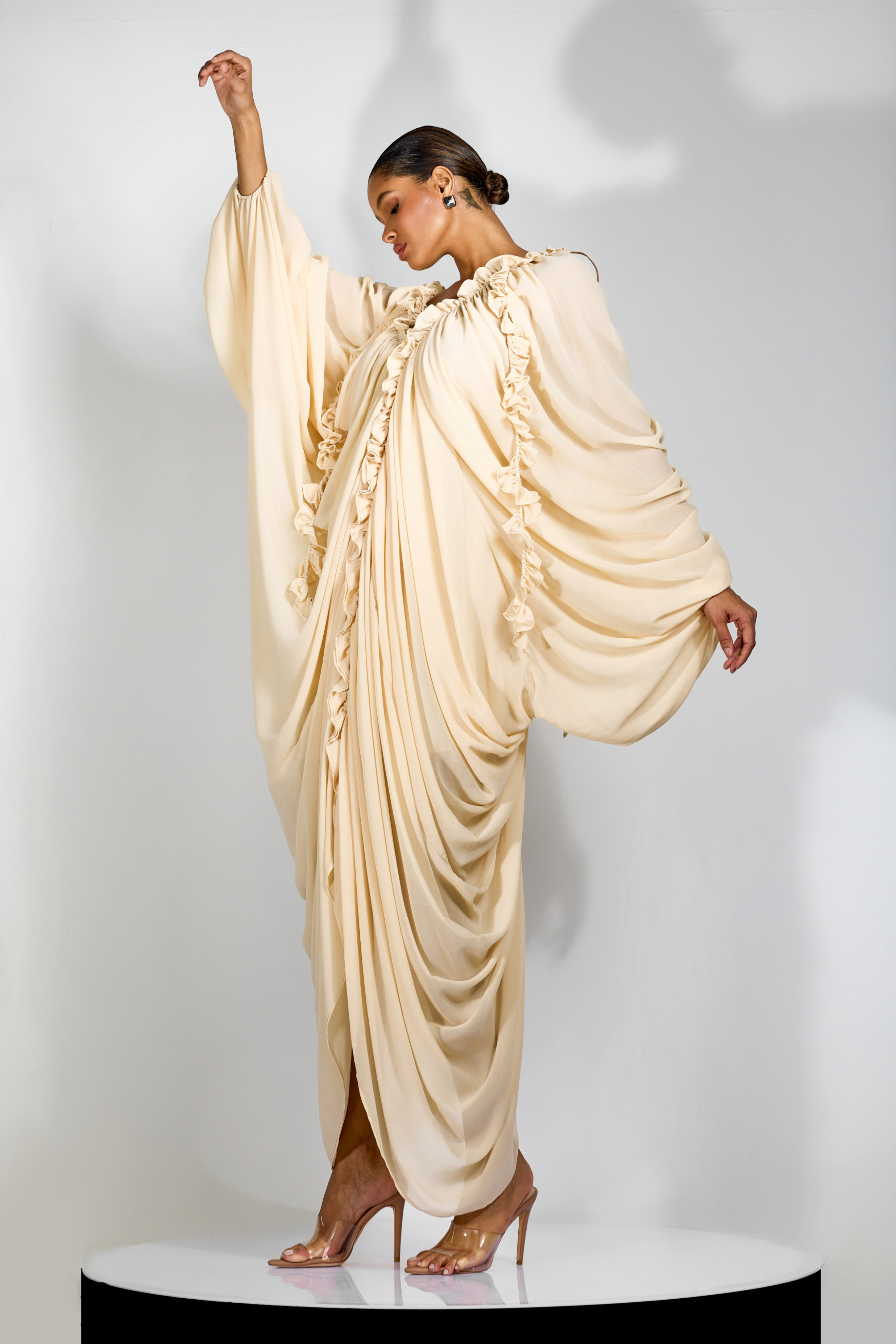 Anita Batwing Sleeve Draped Maxi Dress-purelyfable