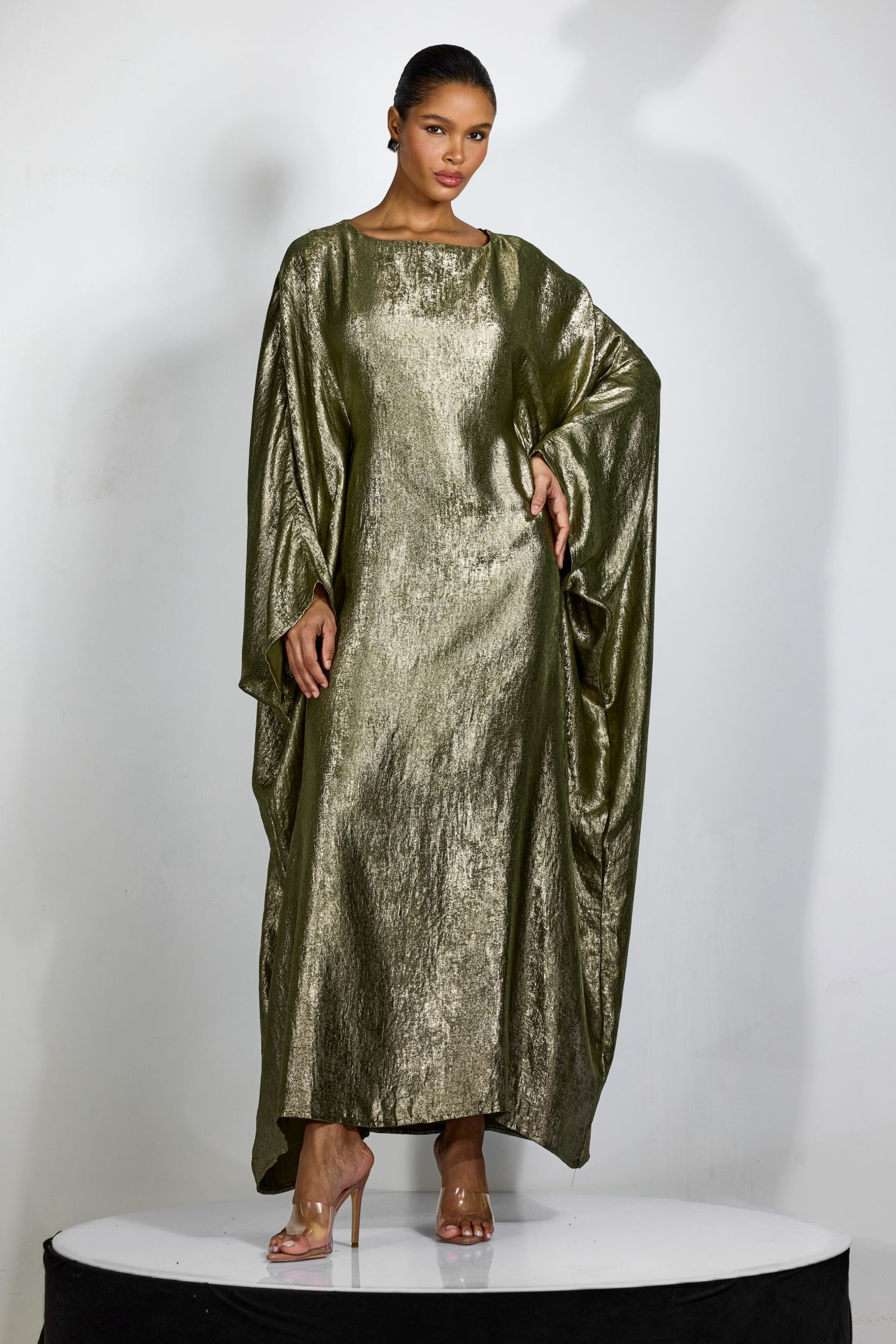 Alina Metallic Batwing Sleeve Maxi Kaftan-purelyfable