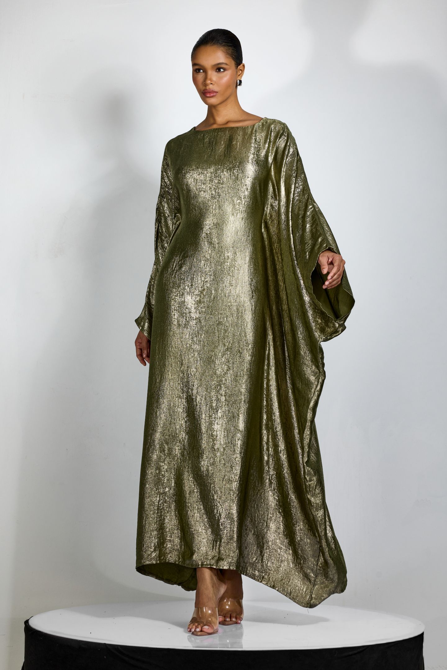 Alina Metallic Batwing Sleeve Maxi Kaftan-purelyfable