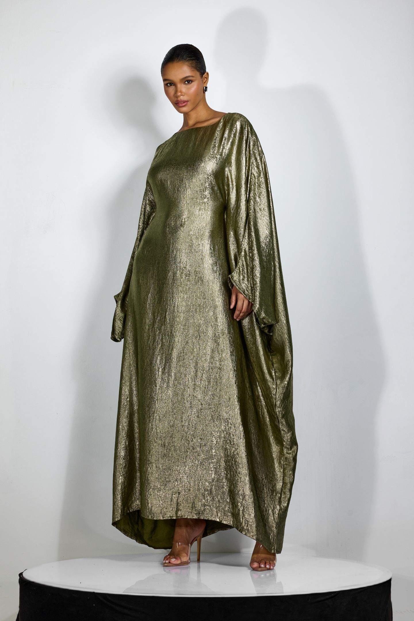 Alina Metallic Batwing Sleeve Maxi Kaftan-purelyfable