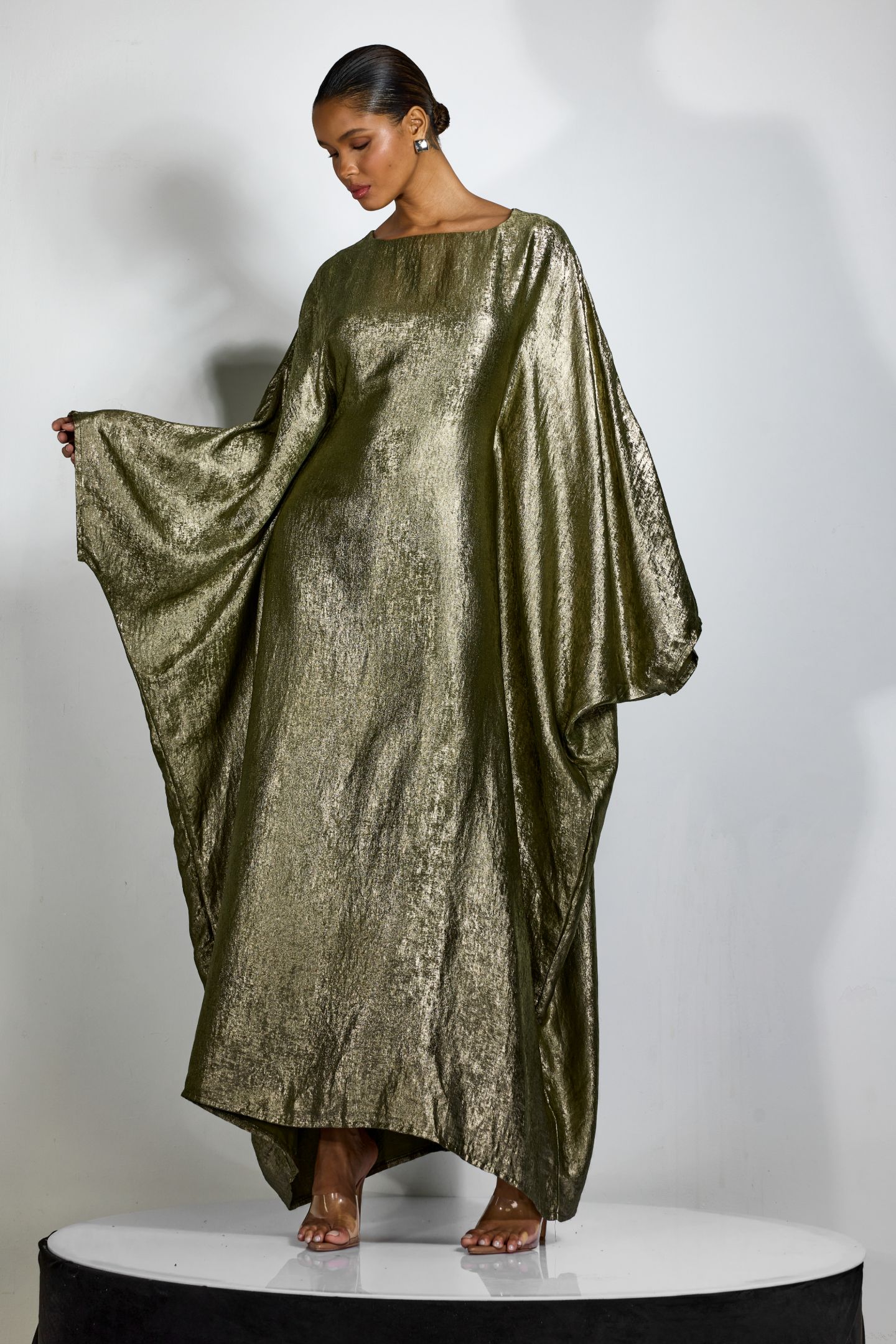 Alina Metallic Batwing Sleeve Maxi Kaftan-purelyfable