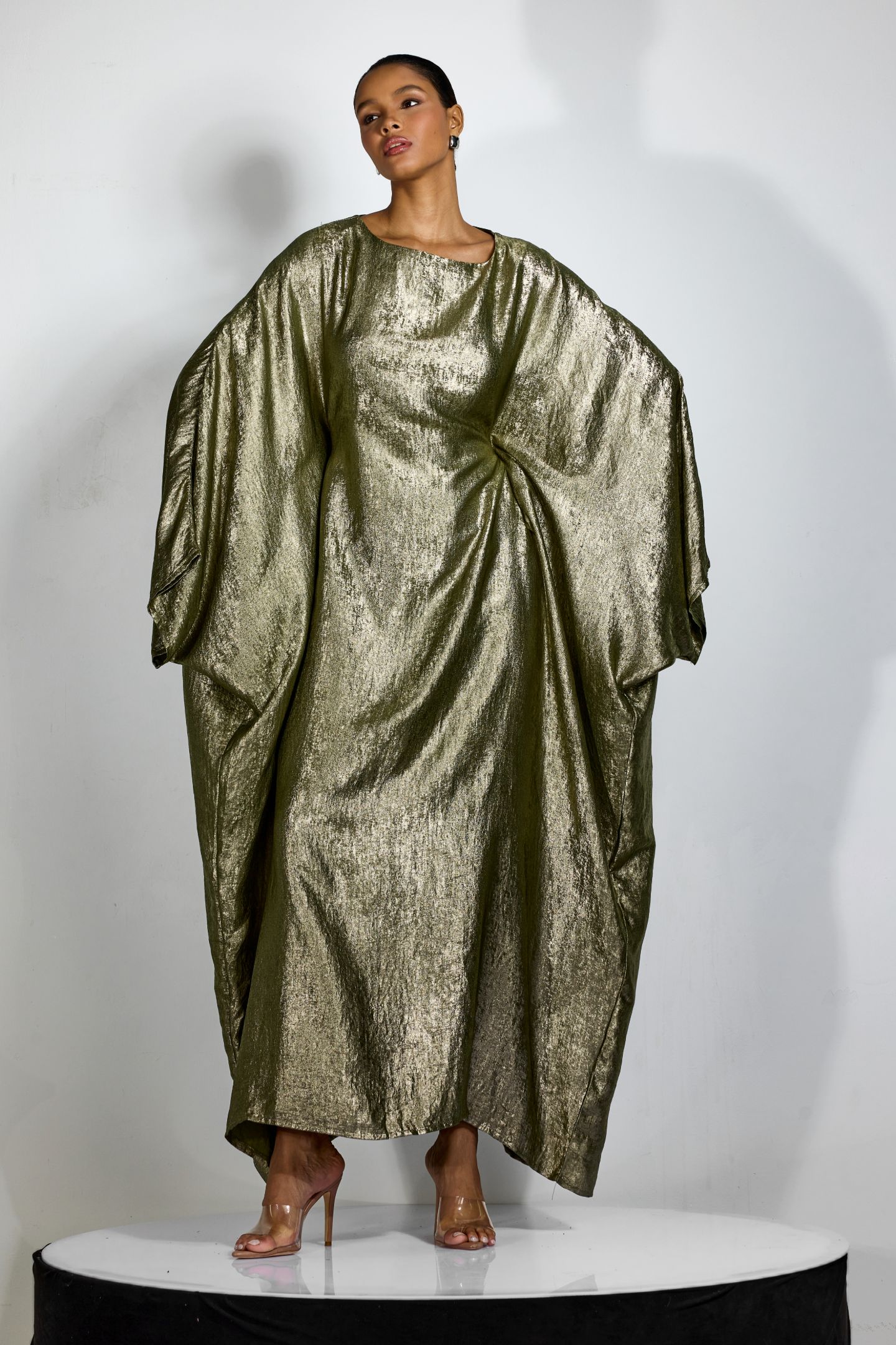 Alina Metallic Batwing Sleeve Maxi Kaftan-purelyfable