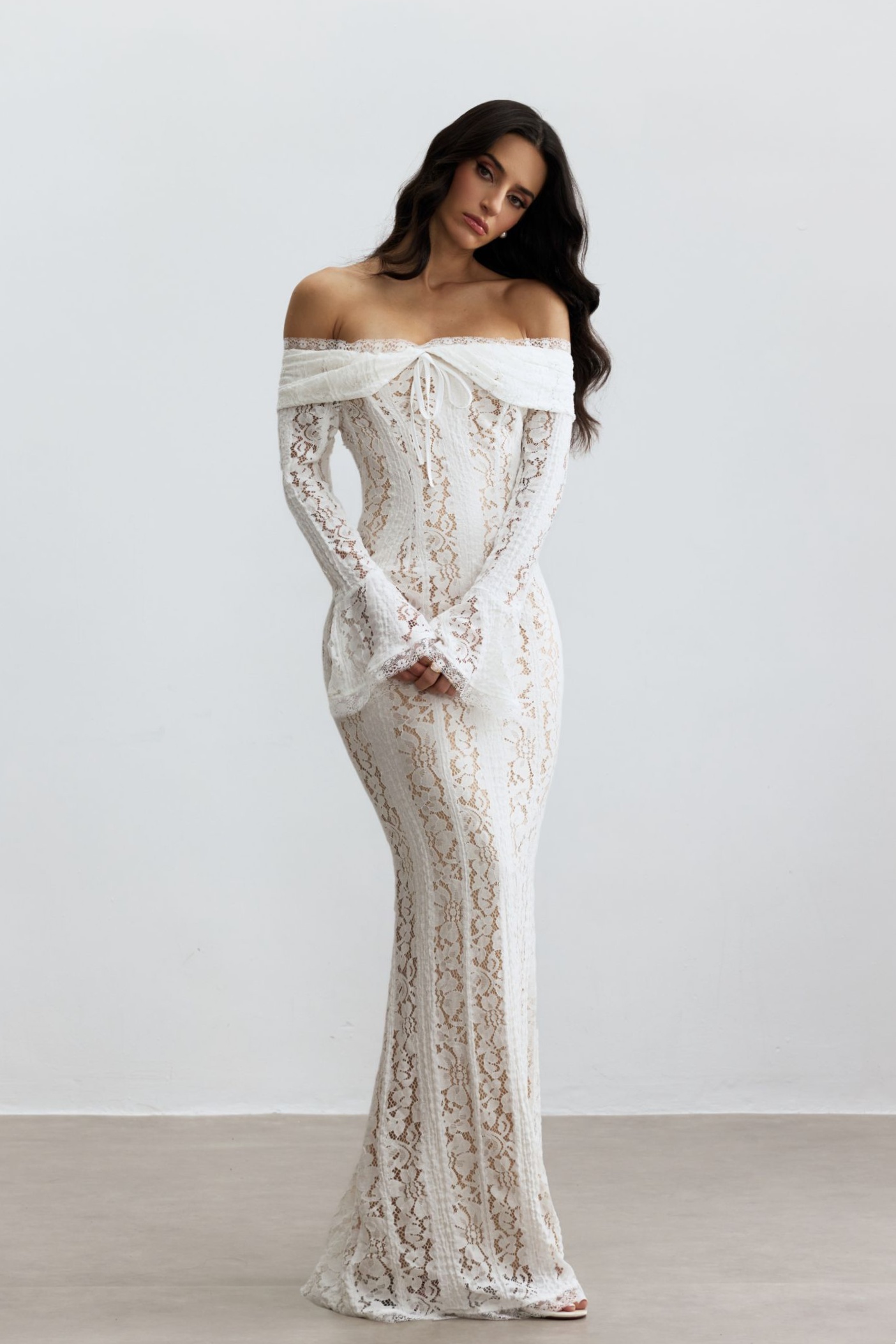 Emily Off Shoulder Lace Maxi Dress-purelyfable