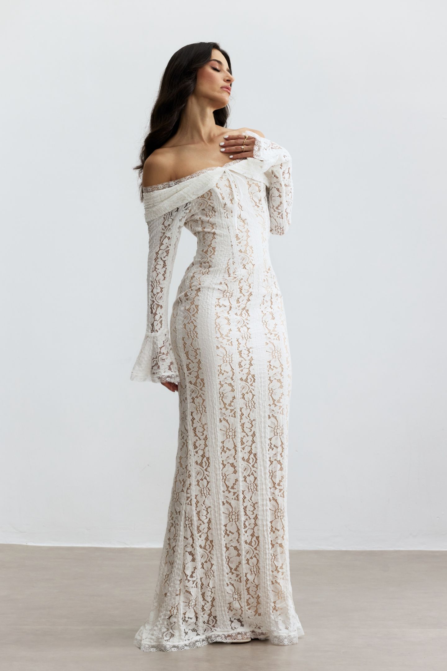 Emily Off Shoulder Lace Maxi Dress-purelyfable