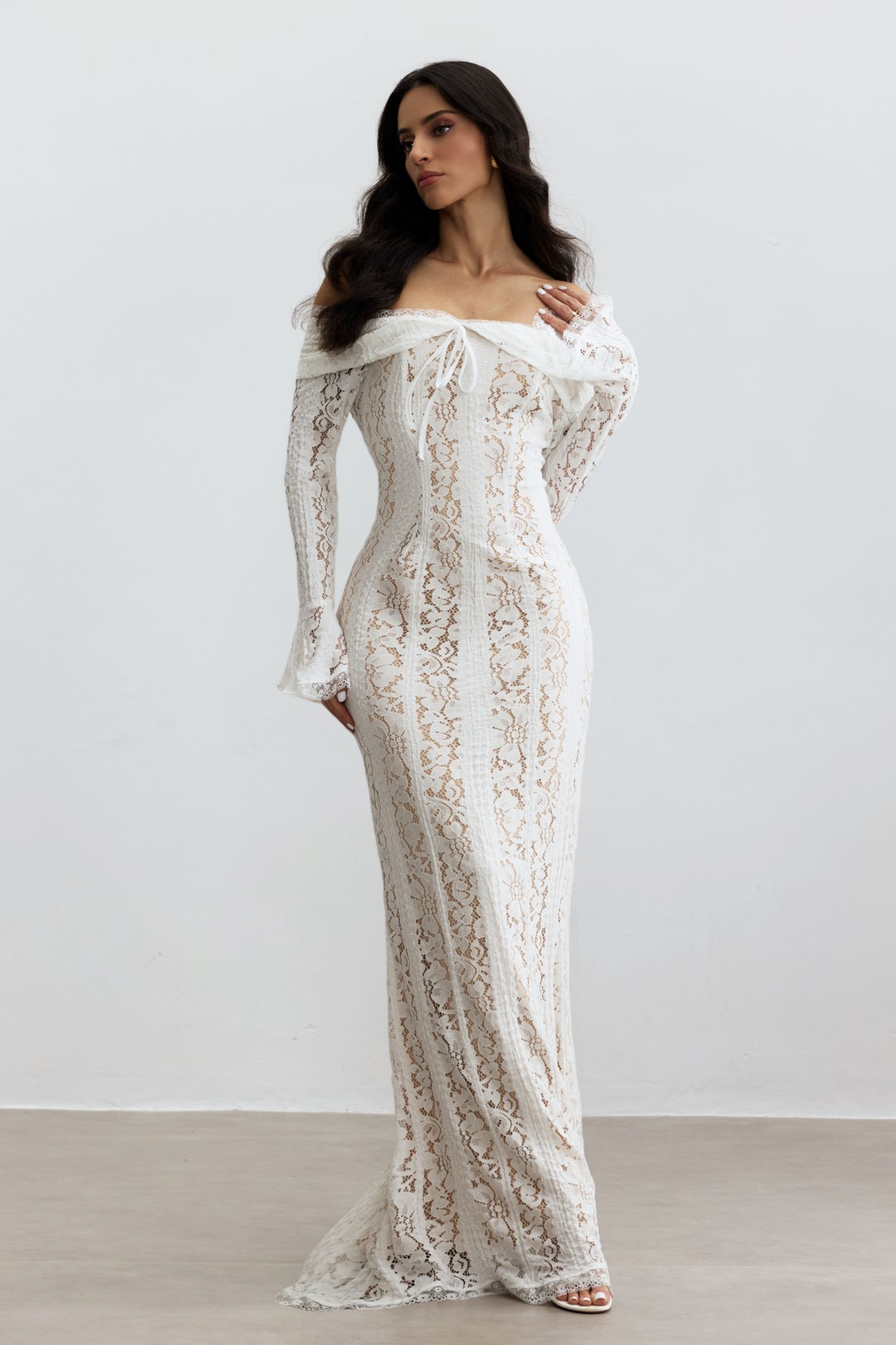Emily Off Shoulder Lace Maxi Dress-purelyfable