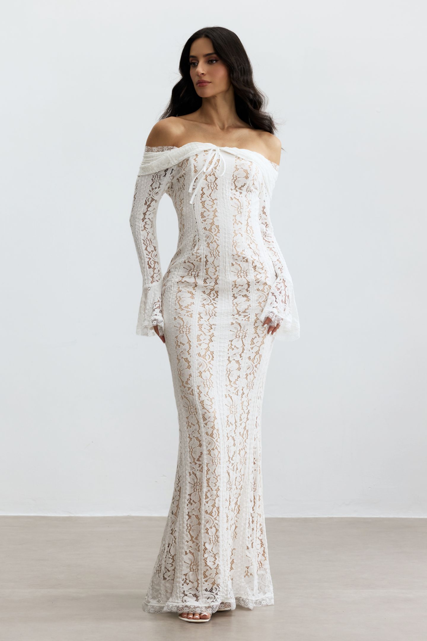 Emily Off Shoulder Lace Maxi Dress-purelyfable