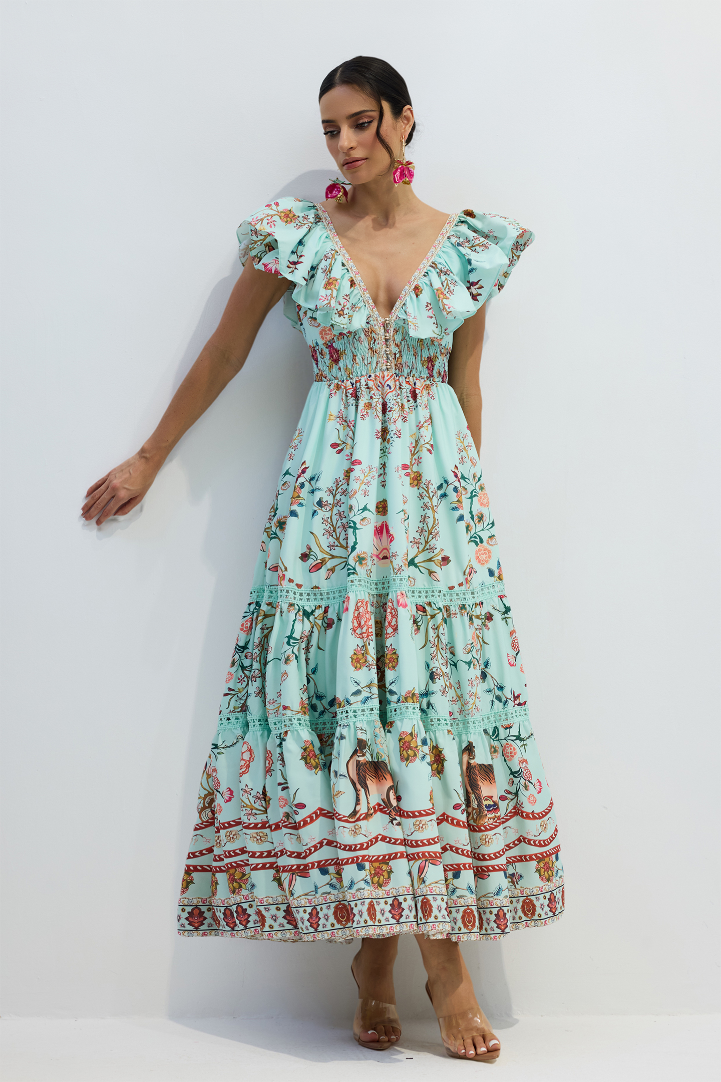 Marissa Floral Print V-neck Maxi Dress-purelyfable