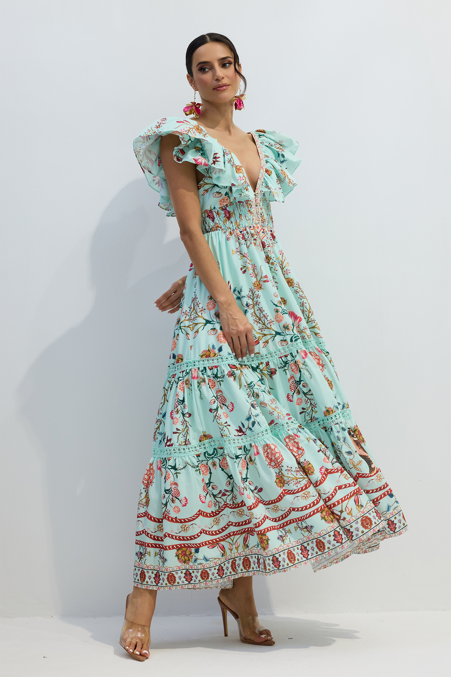 Marissa Floral Print V-neck Maxi Dress-purelyfable