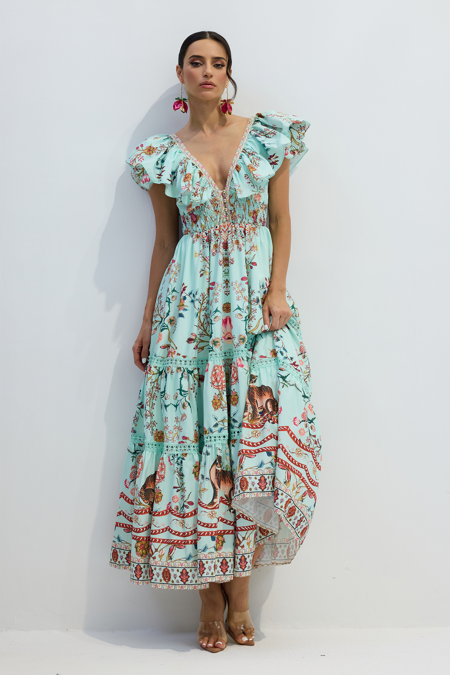 Marissa Floral Print V-neck Maxi Dress-purelyfable