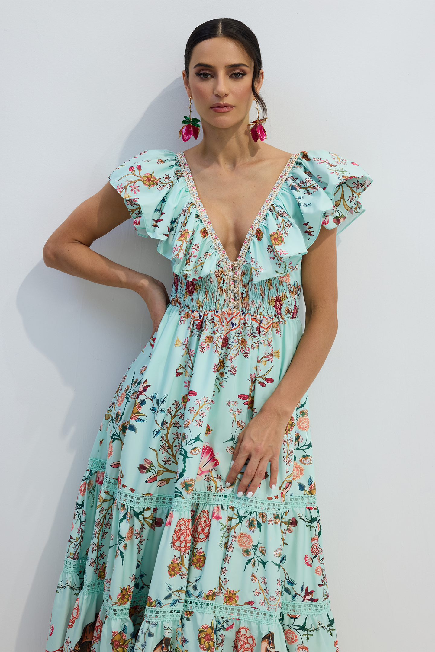 Marissa Floral Print V-neck Maxi Dress-purelyfable