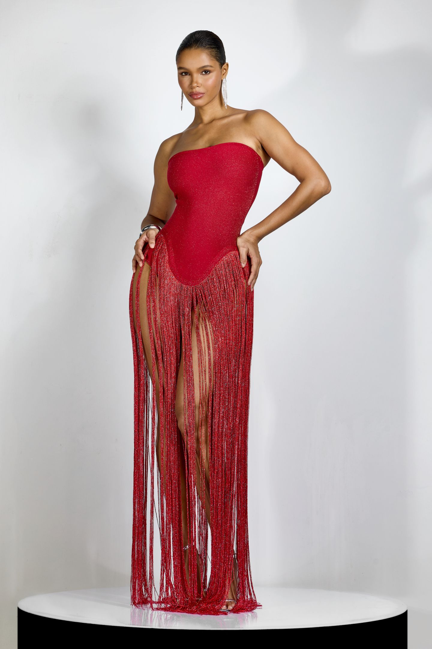 Eleanor Strapless Fringe Maxi Dress-purelyfable