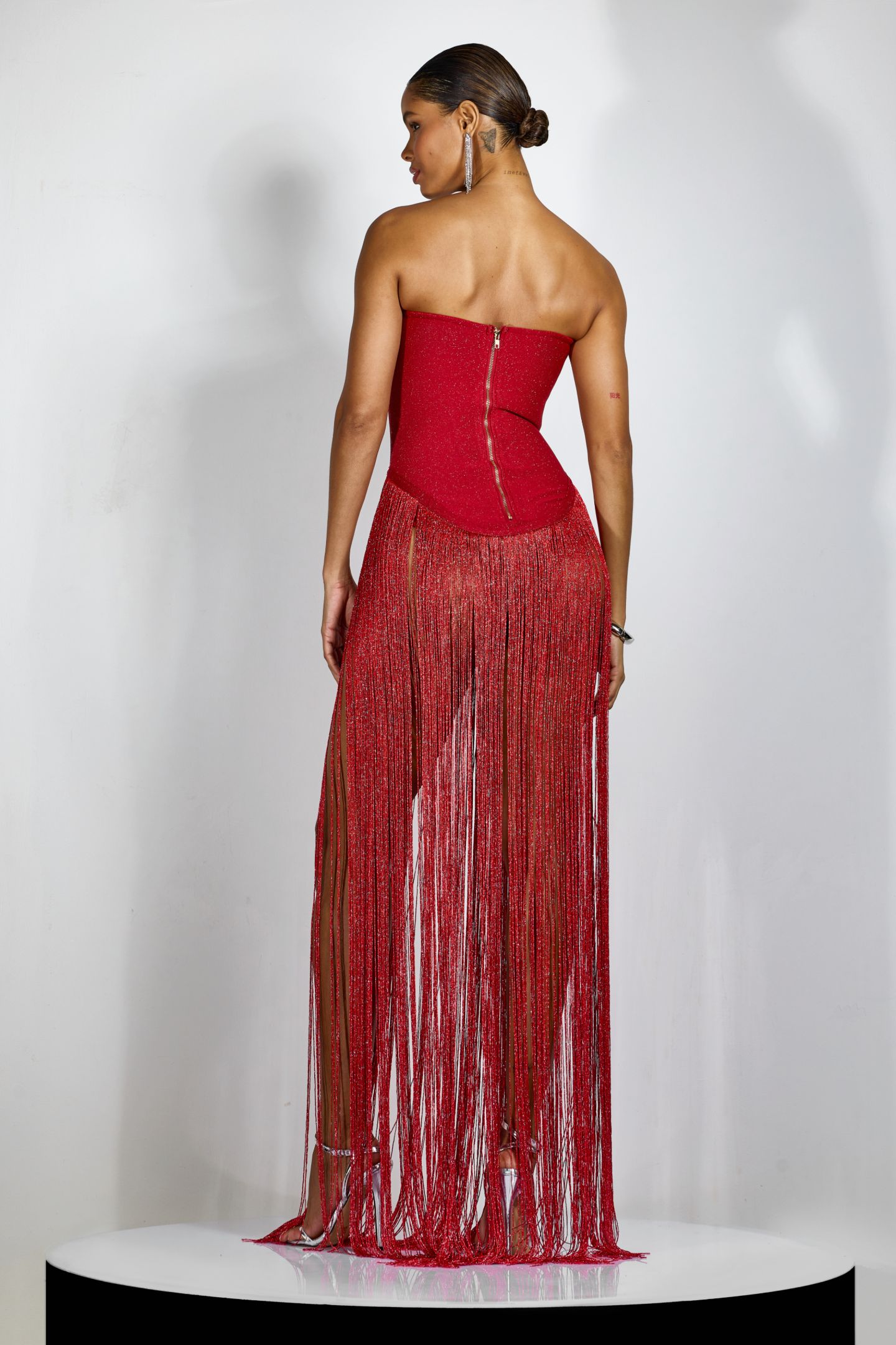 Eleanor Strapless Fringe Maxi Dress-purelyfable