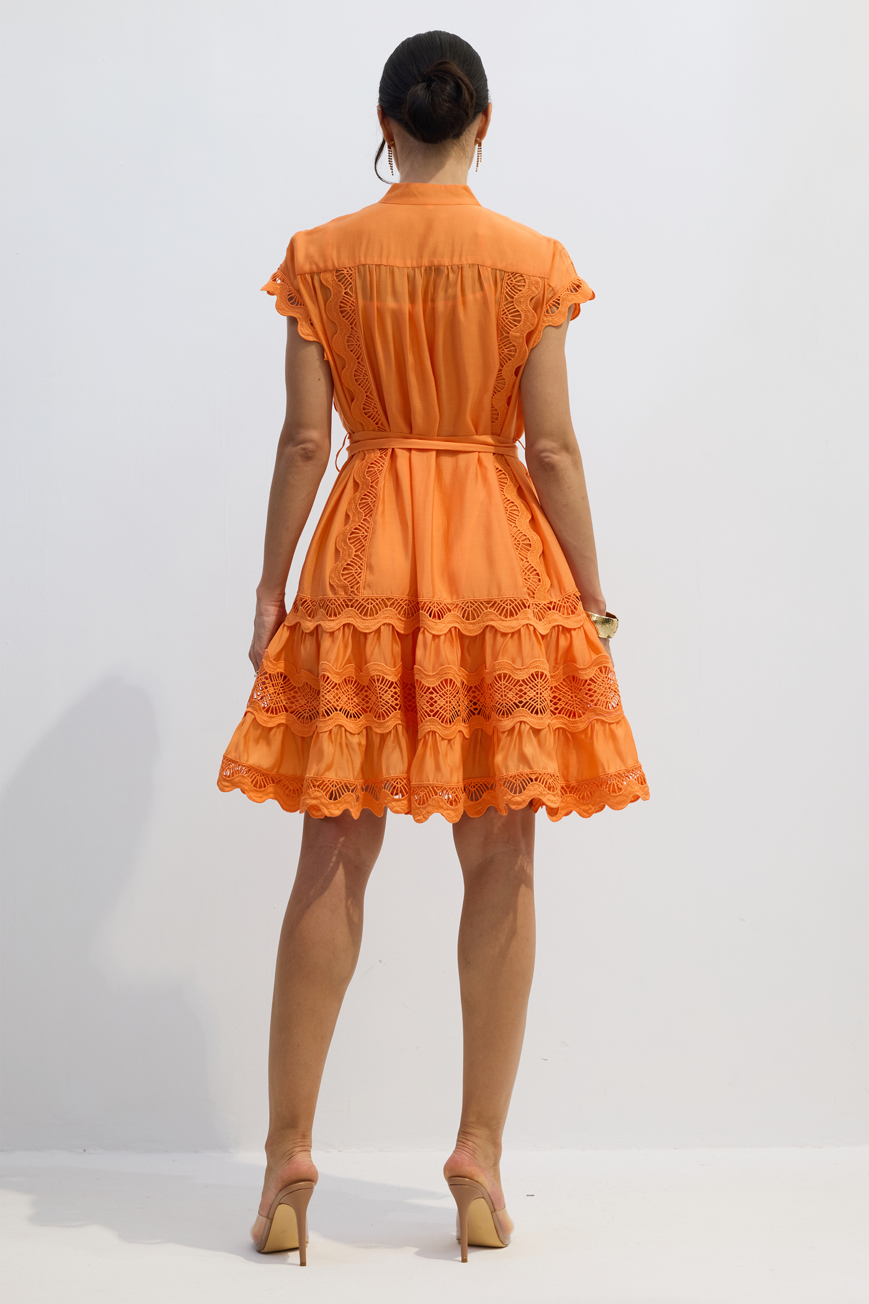 Livia Embroidered Lace Tiered Mini Dress-purelyfable