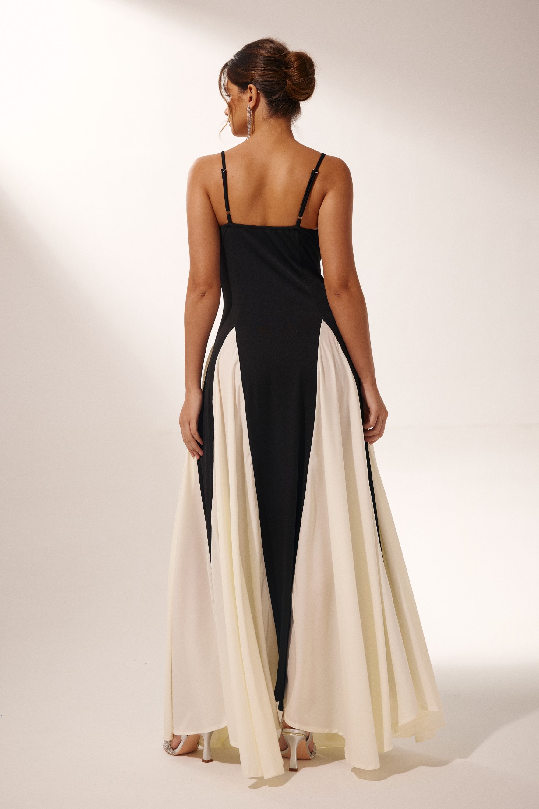Griselda Color Block Maxi Slip Dress-purelyfable