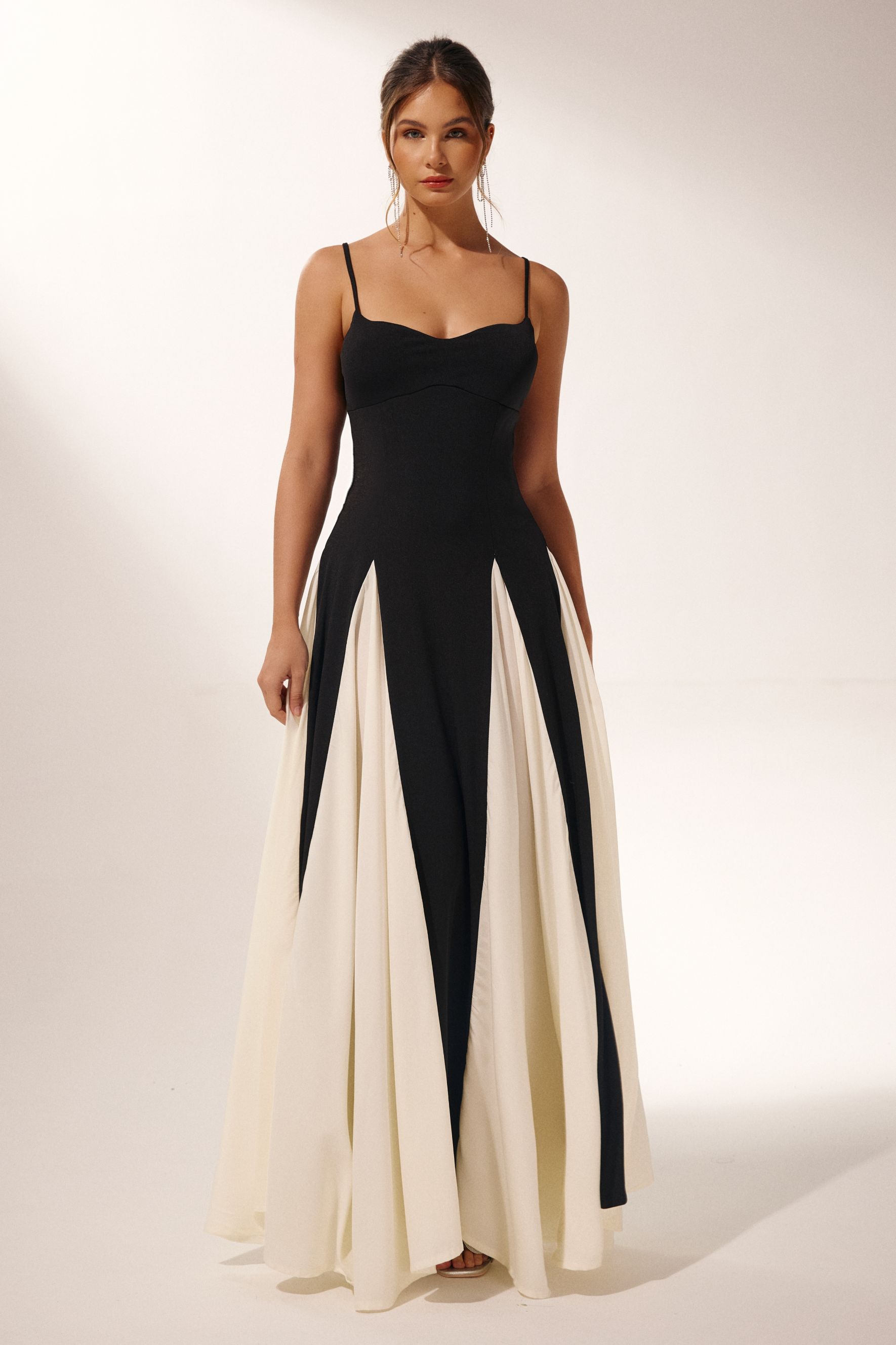 Griselda Color Block Maxi Slip Dress-purelyfable