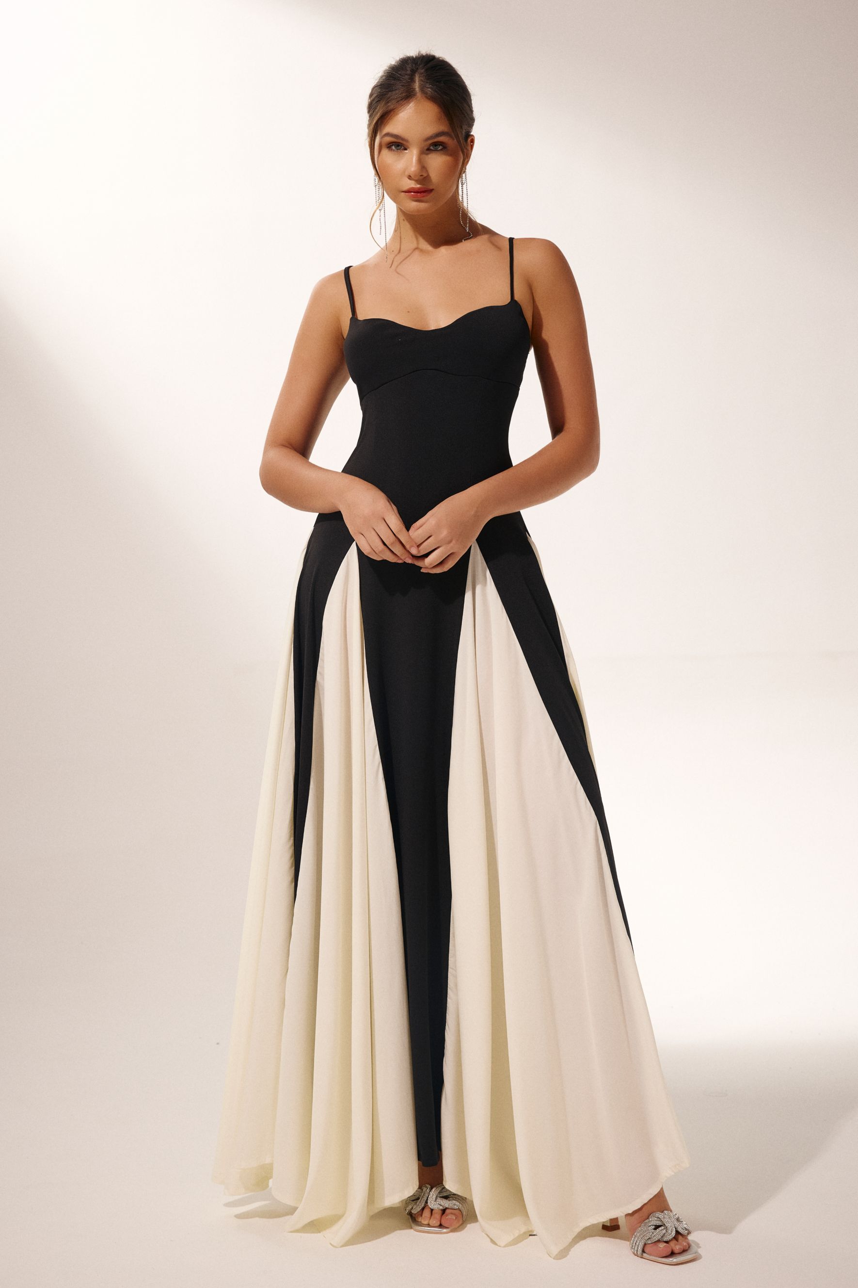 Griselda Color Block Maxi Slip Dress-purelyfable