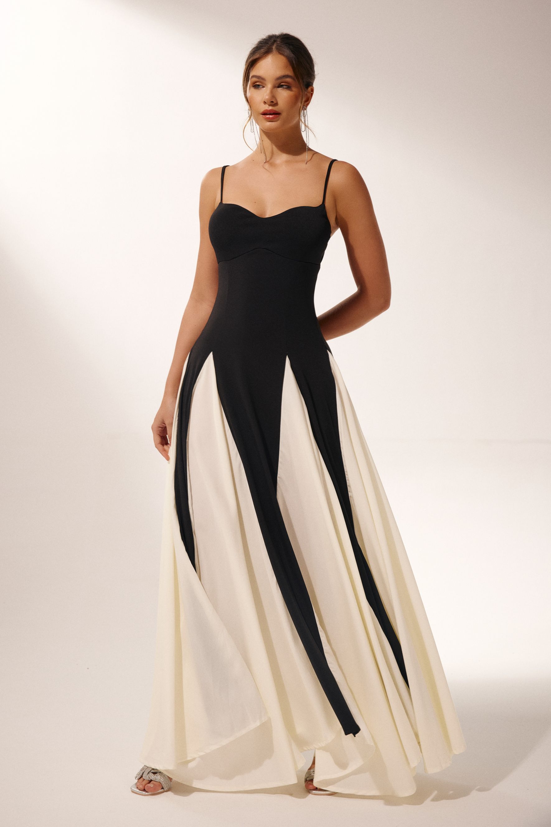 Griselda Color Block Maxi Slip Dress-purelyfable