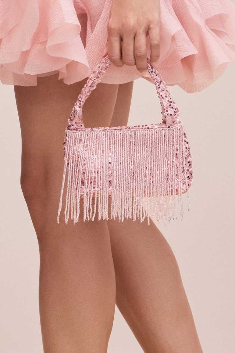 Sequined Fringe Handbag-purelyfable