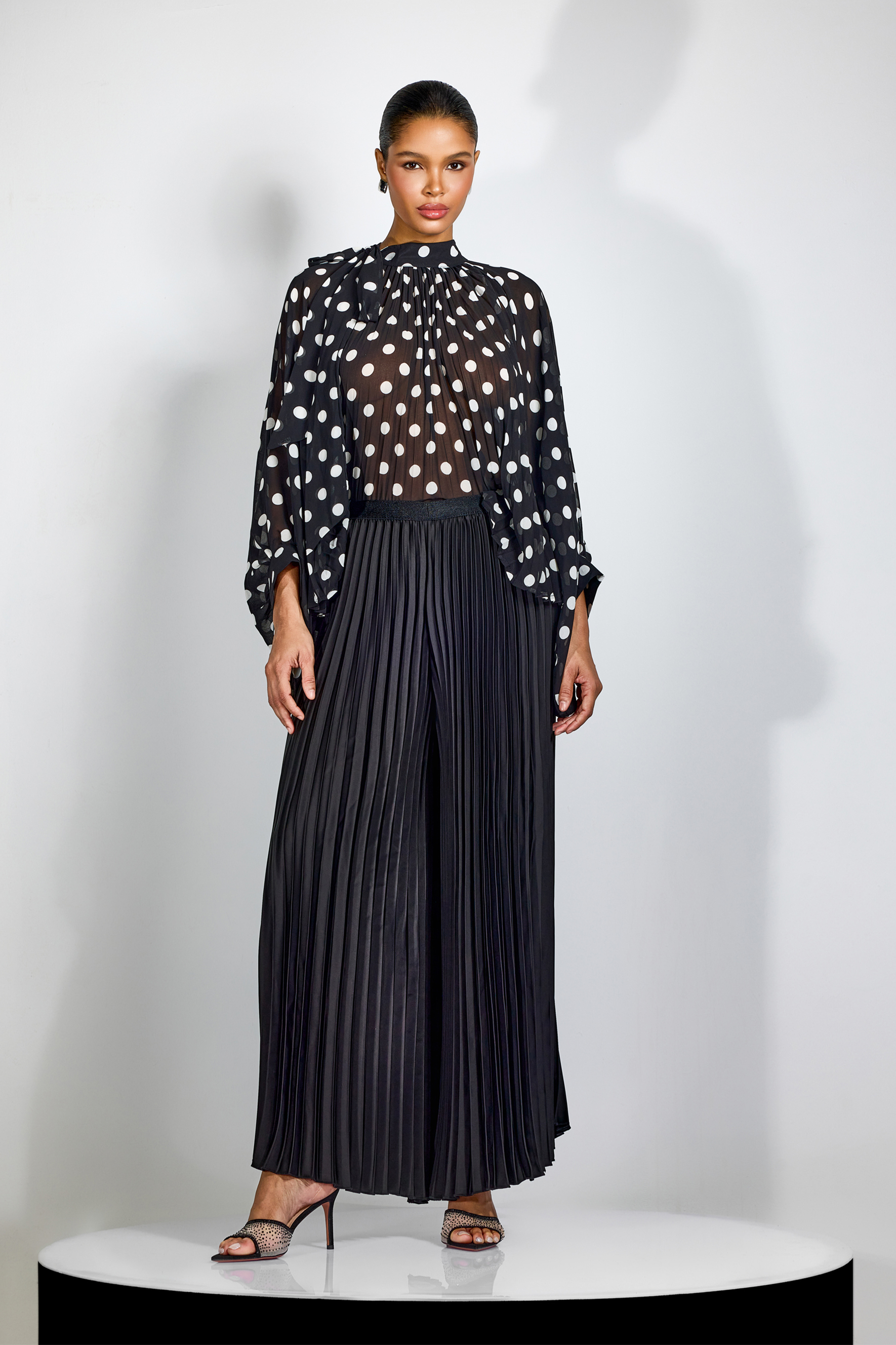 Vania Polka Dot Sheer Chiffon Blouse-purelyfable