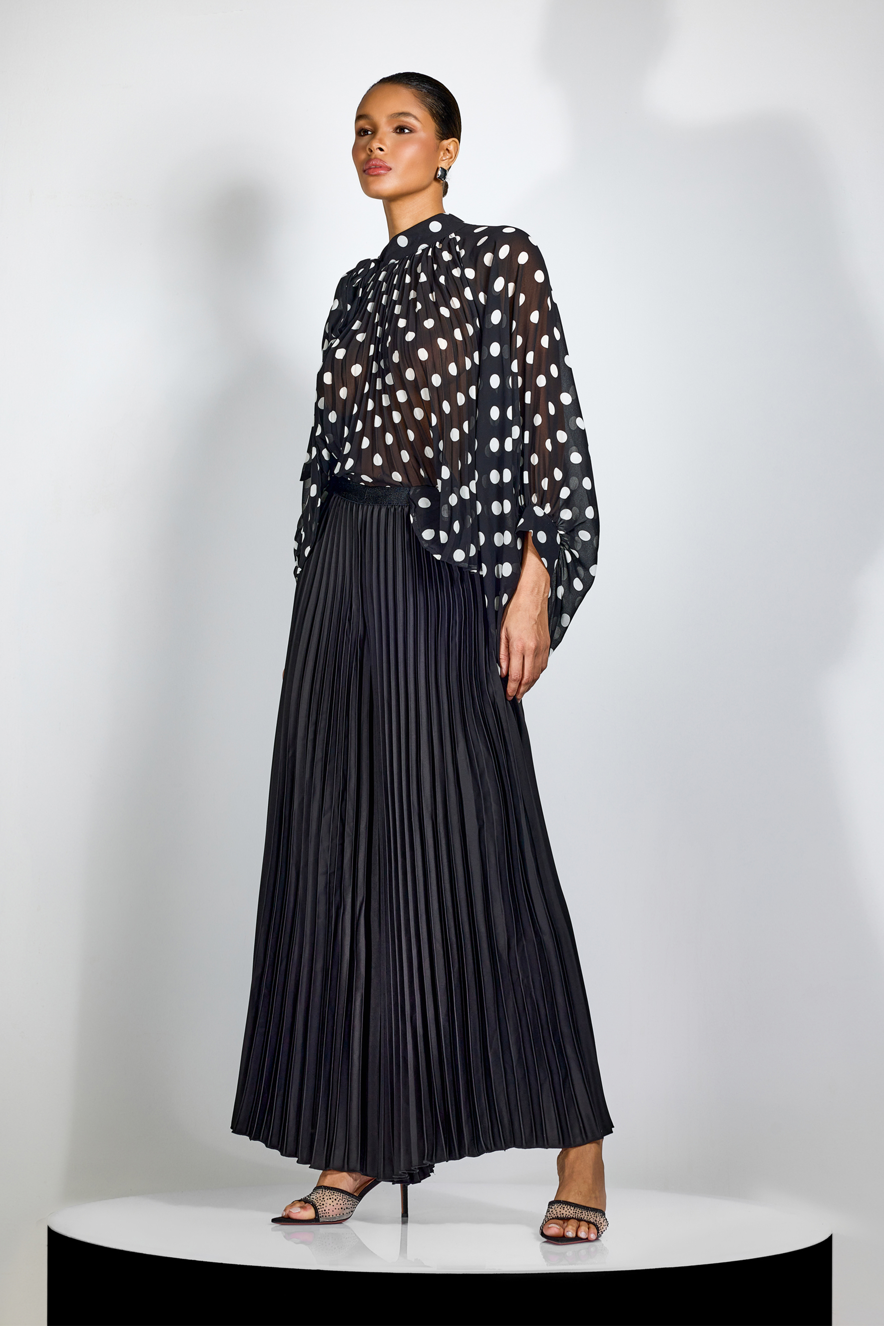 Vania Polka Dot Sheer Chiffon Blouse-purelyfable