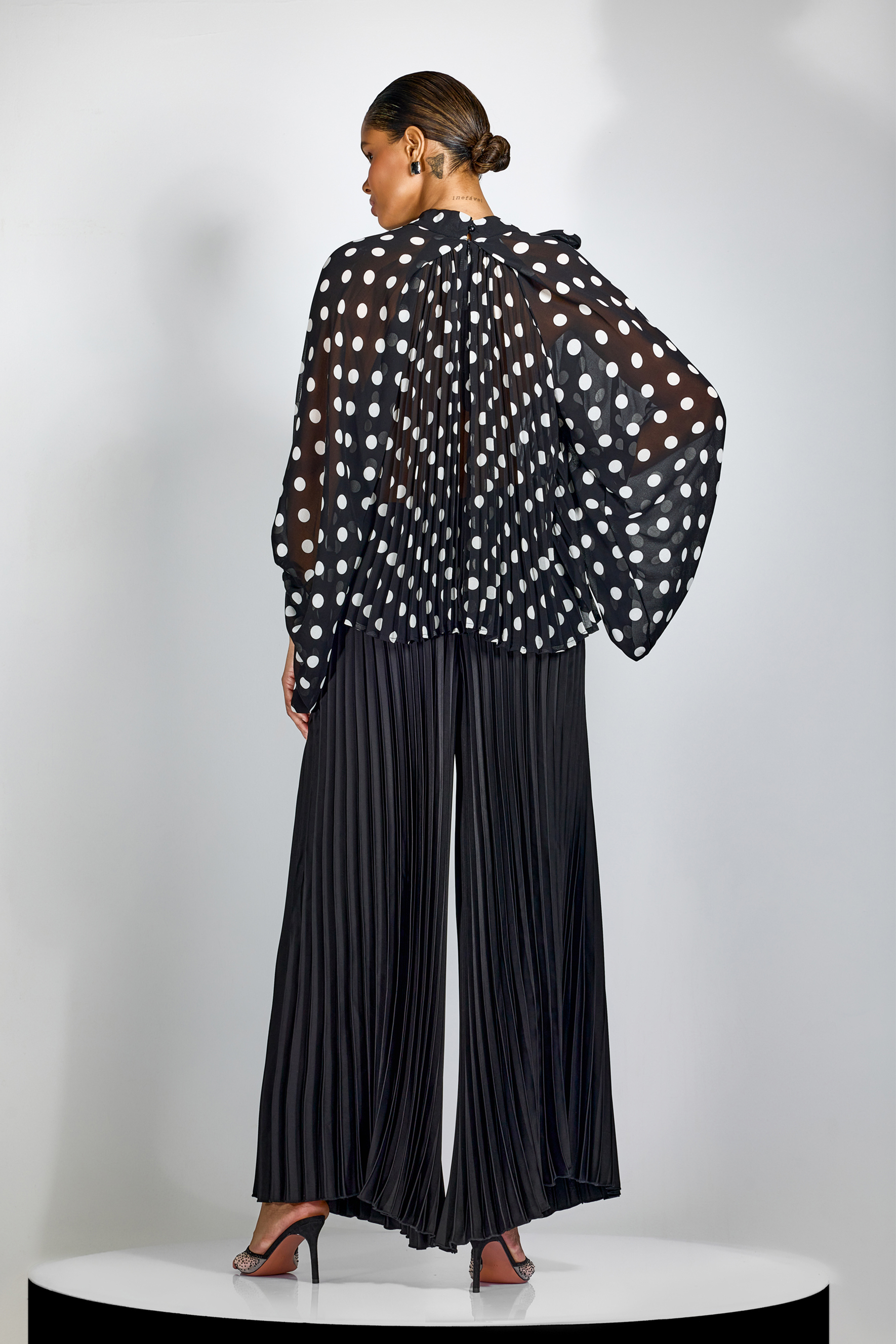 Vania Polka Dot Sheer Chiffon Blouse-purelyfable
