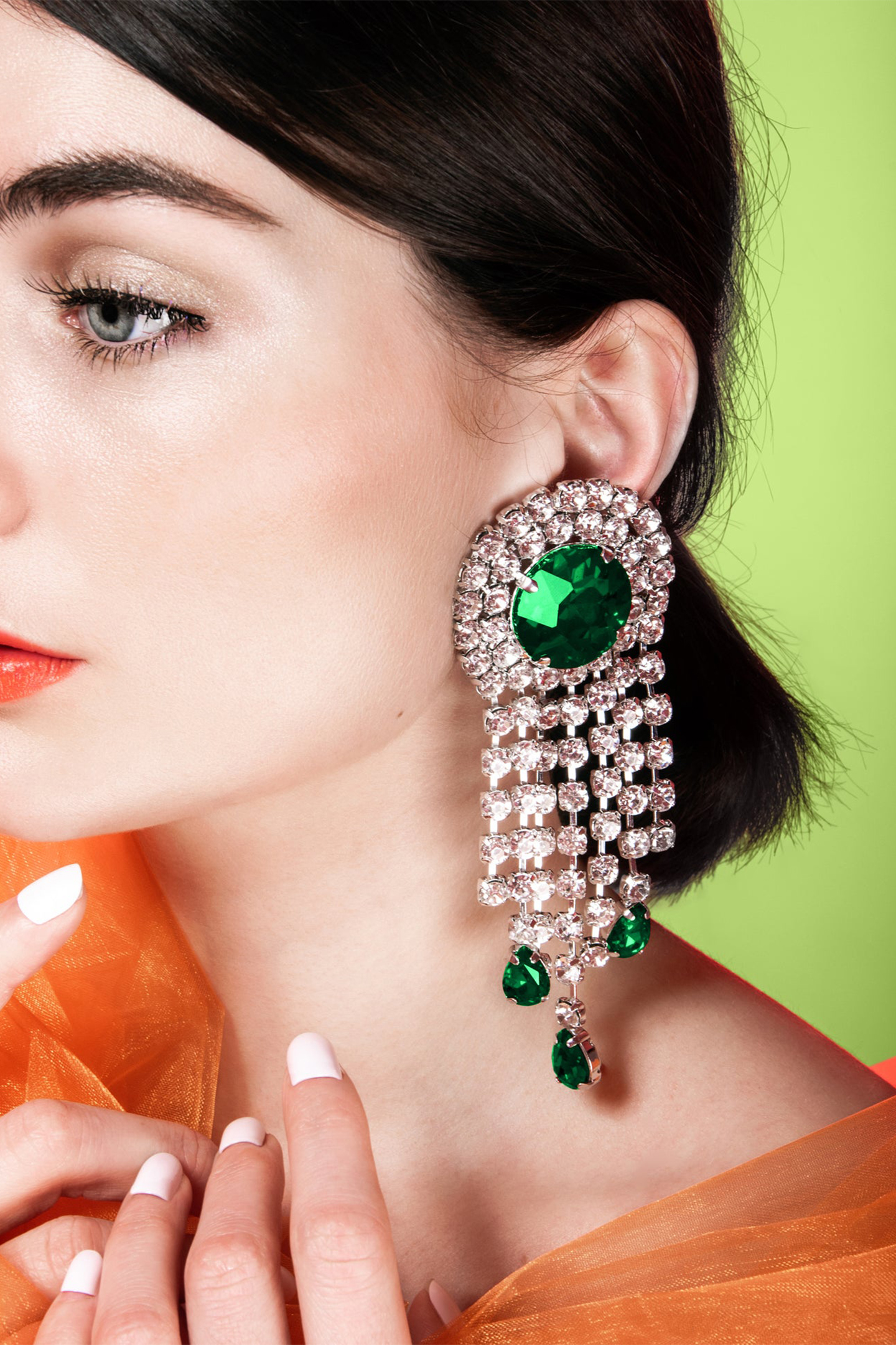 Crystal Embellished Tassel Earrings-purelyfable