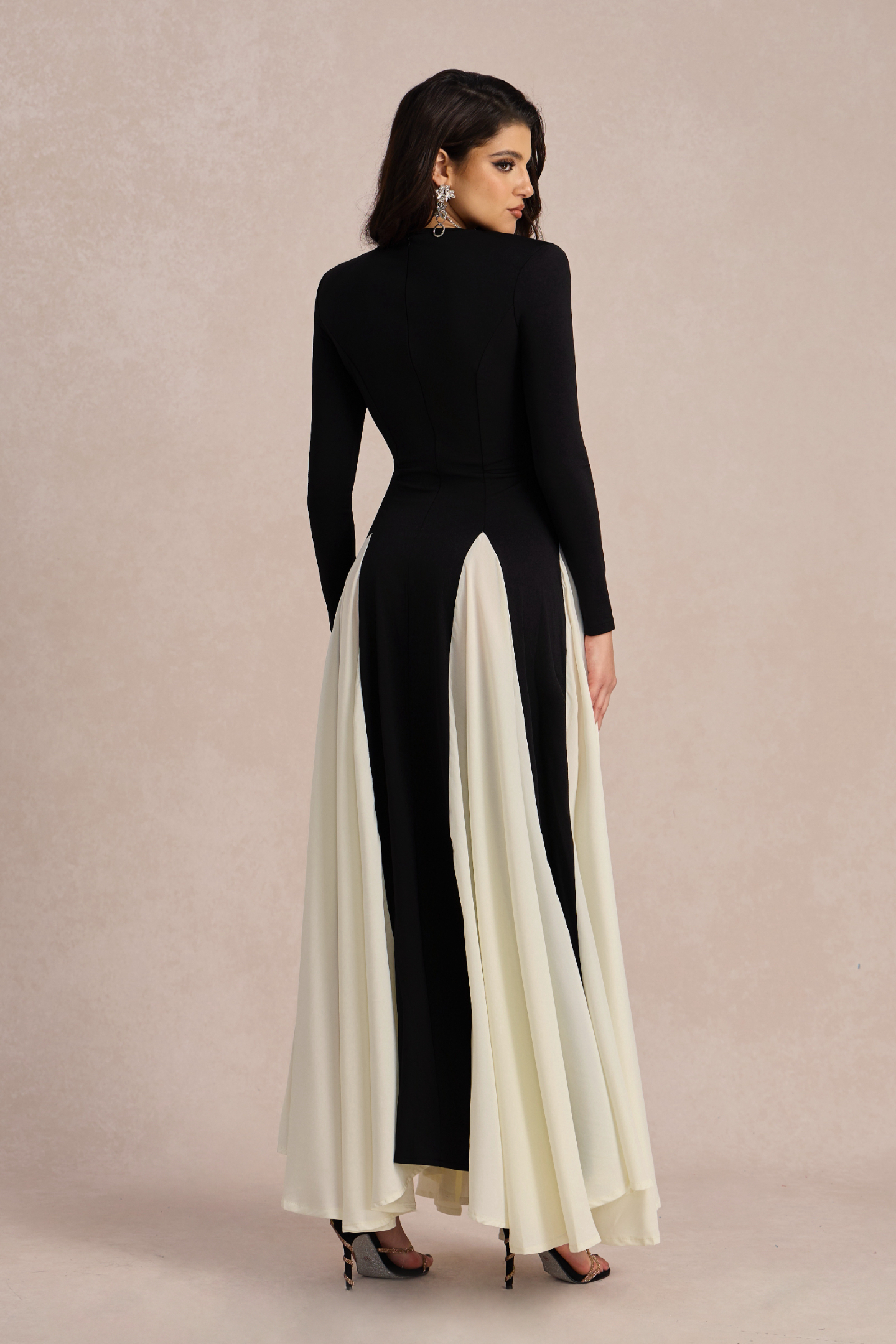 Heloise Color Block Long Sleeve Maxi Dress-purelyfable