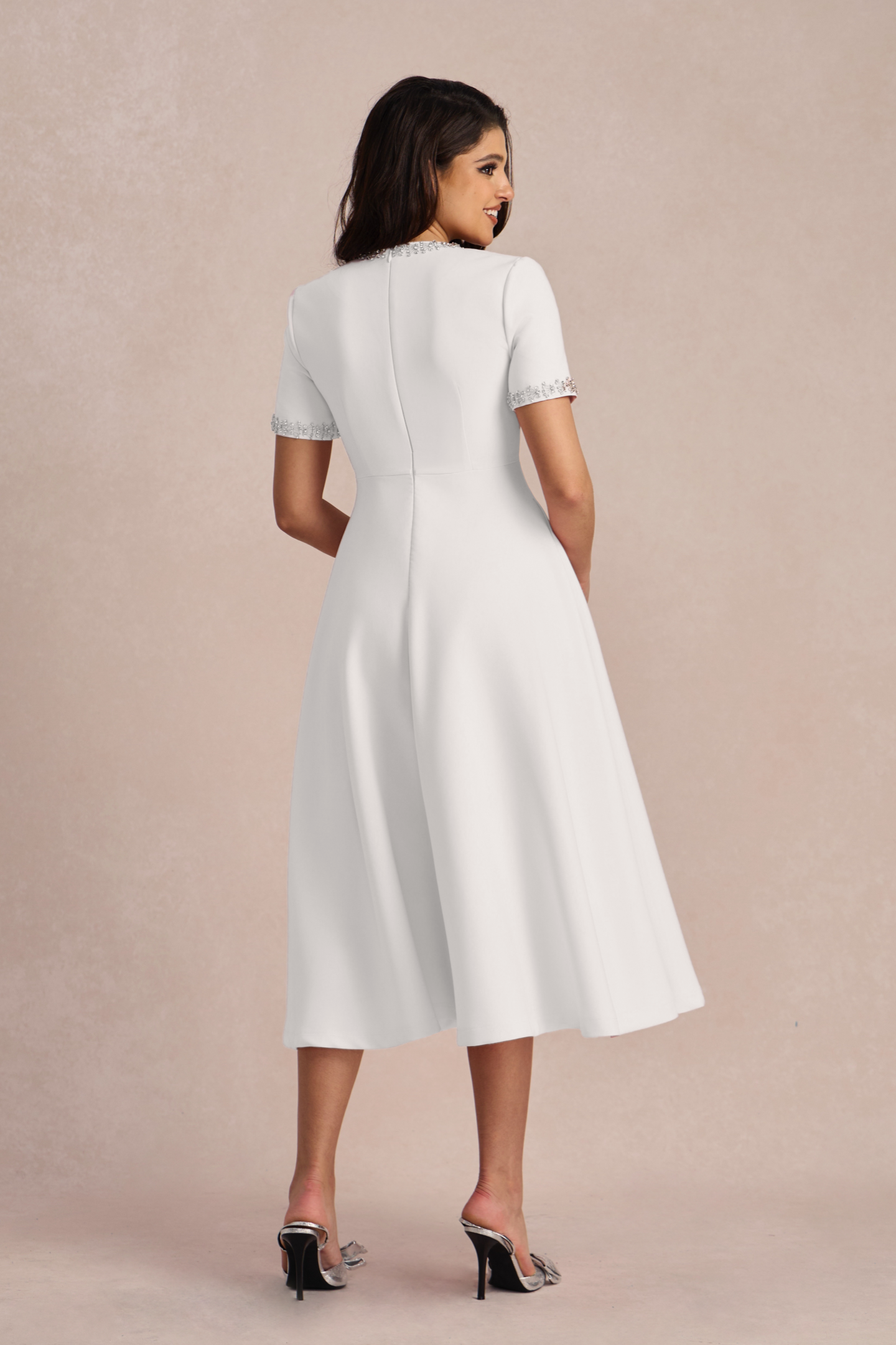 Zoe Bowknot Crystal-embellished Midi Dress-purelyfable