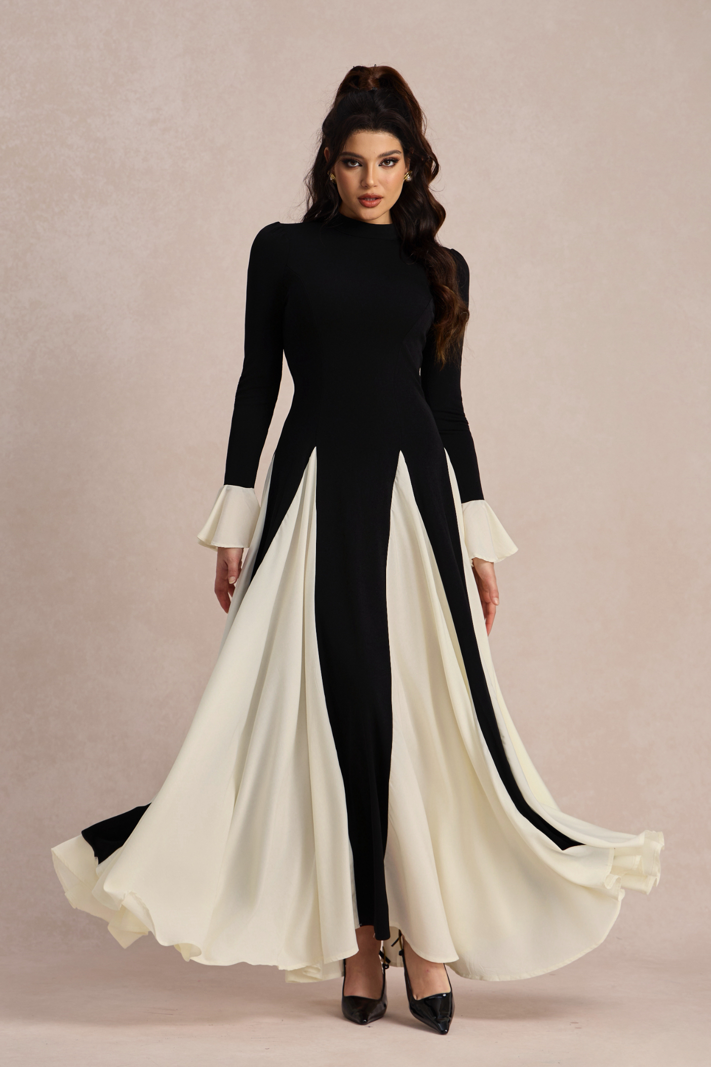 Aurora Color Block Ruffle Maxi Dress-purelyfable