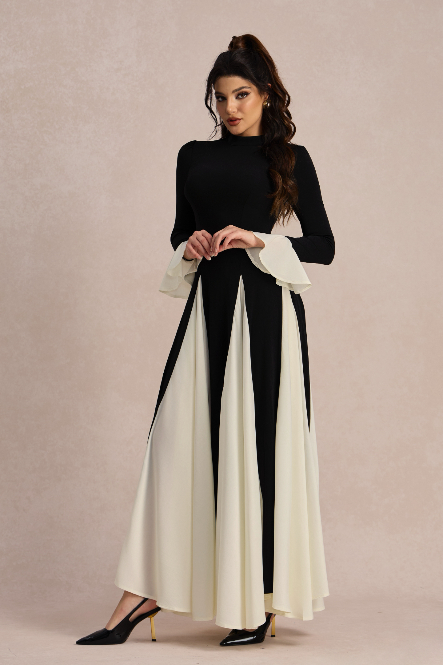 Aurora Color Block Ruffle Maxi Dress-purelyfable