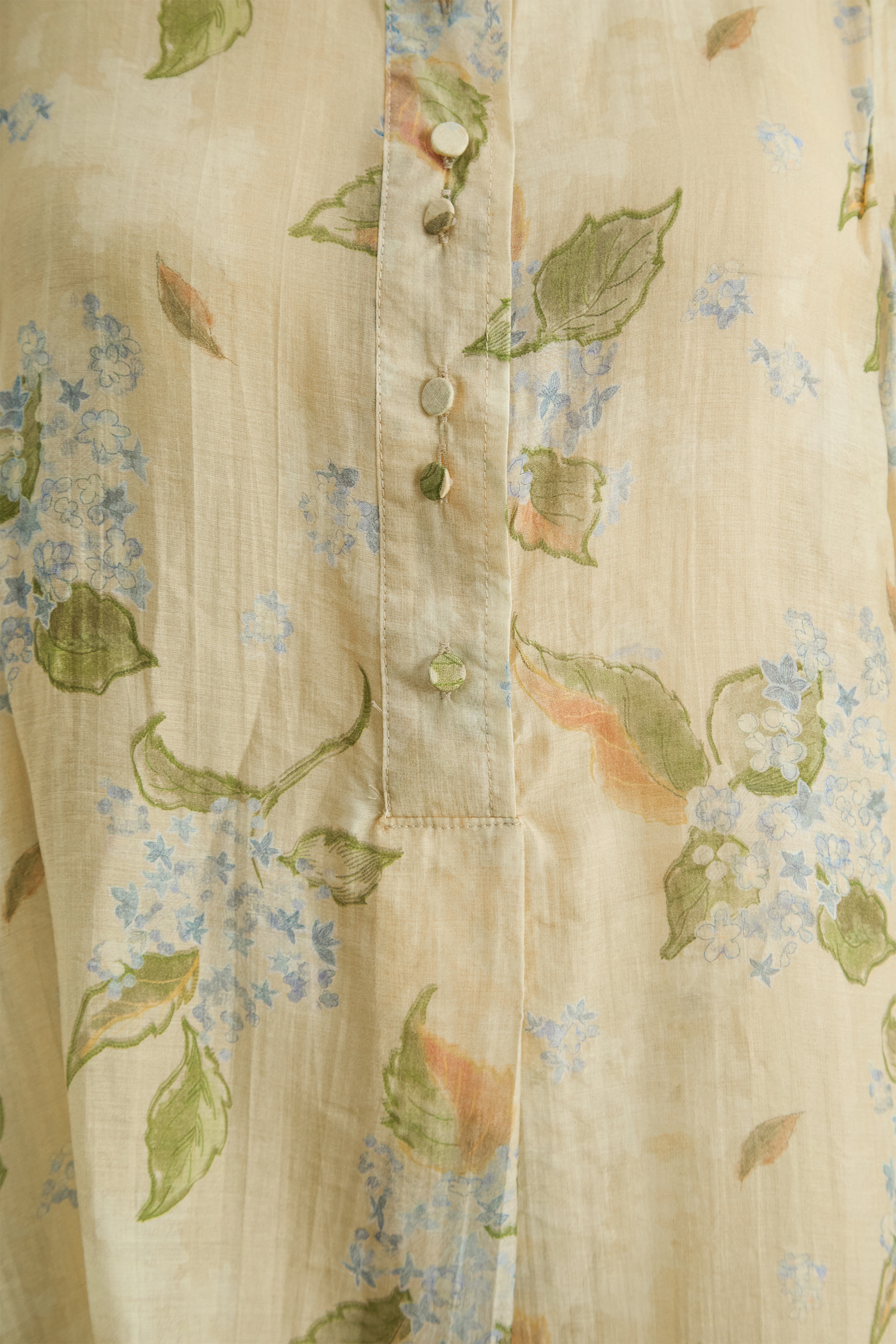 Garden Story Beige Floral Print High Neck Blouse-purelyfable