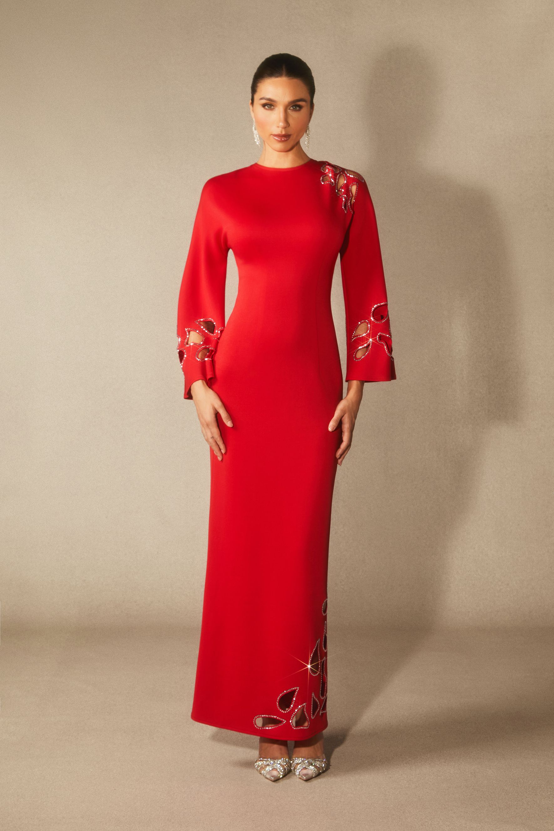 Sharon Long Sleeve Hollow Maxi Dress-purelyfable