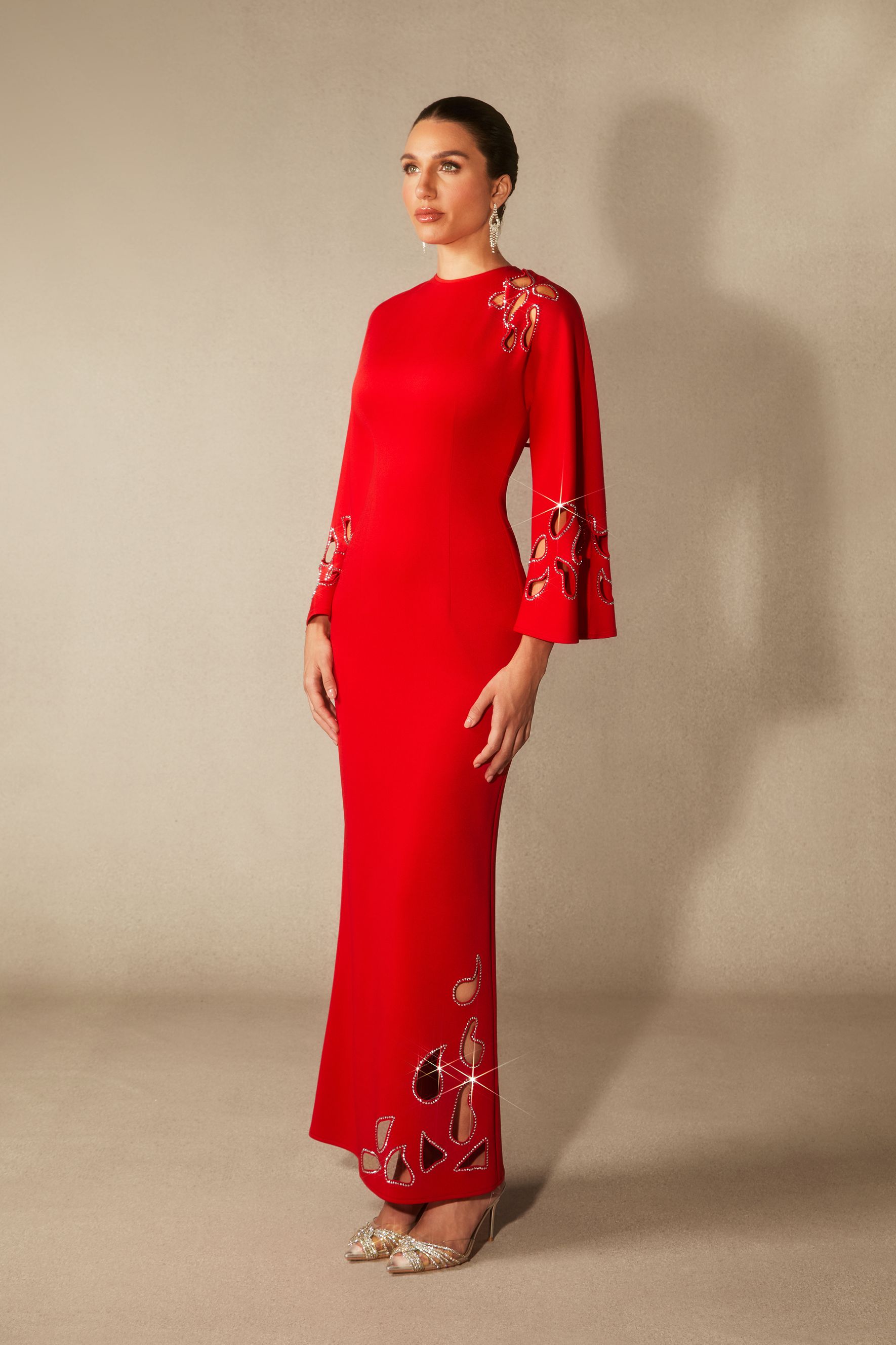 Sharon Long Sleeve Hollow Maxi Dress-purelyfable