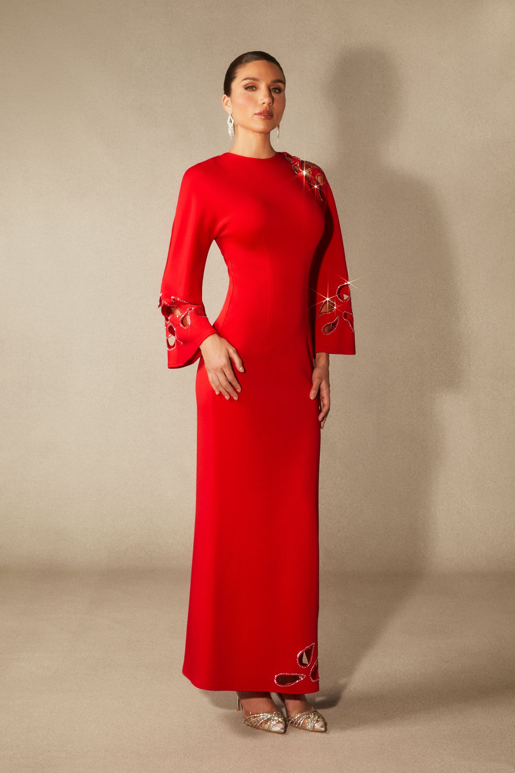 Sharon Long Sleeve Hollow Maxi Dress-purelyfable