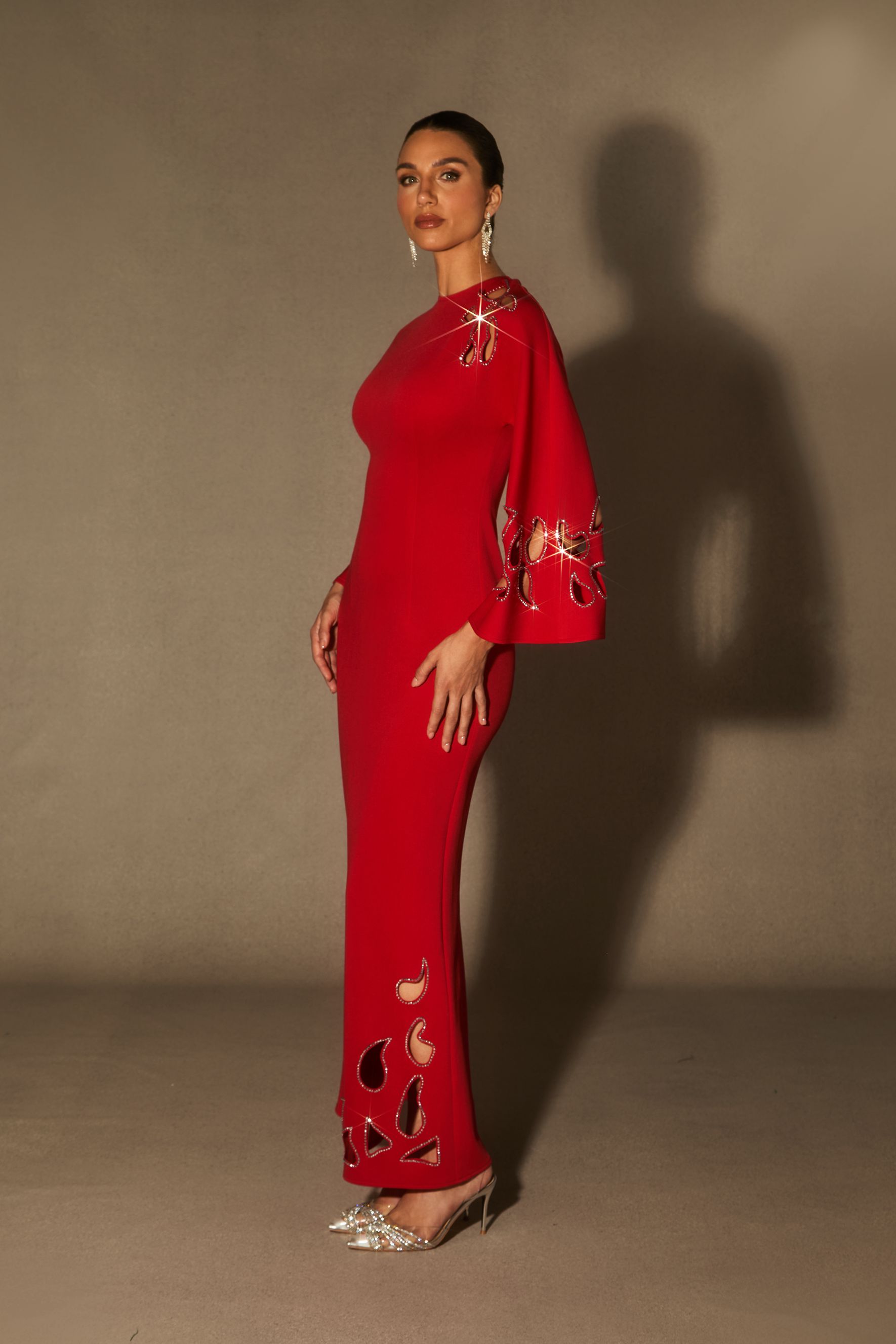Sharon Long Sleeve Hollow Maxi Dress-purelyfable