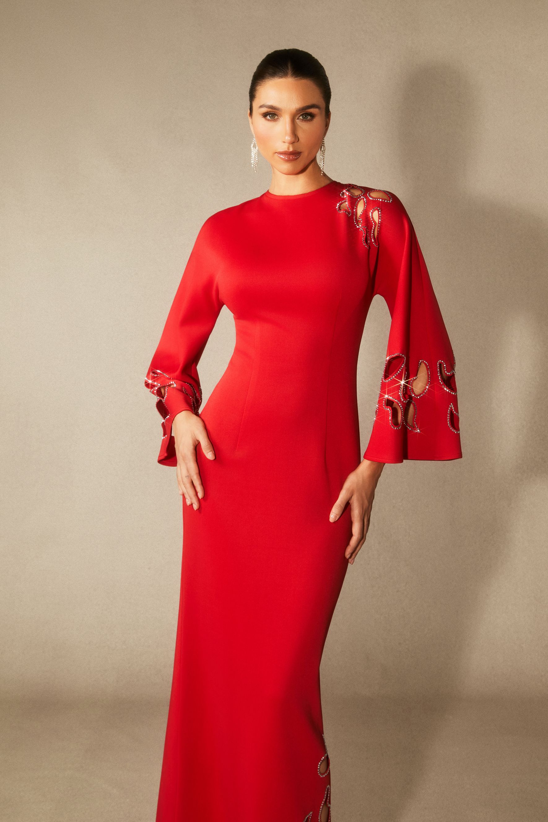 Sharon Long Sleeve Hollow Maxi Dress-purelyfable