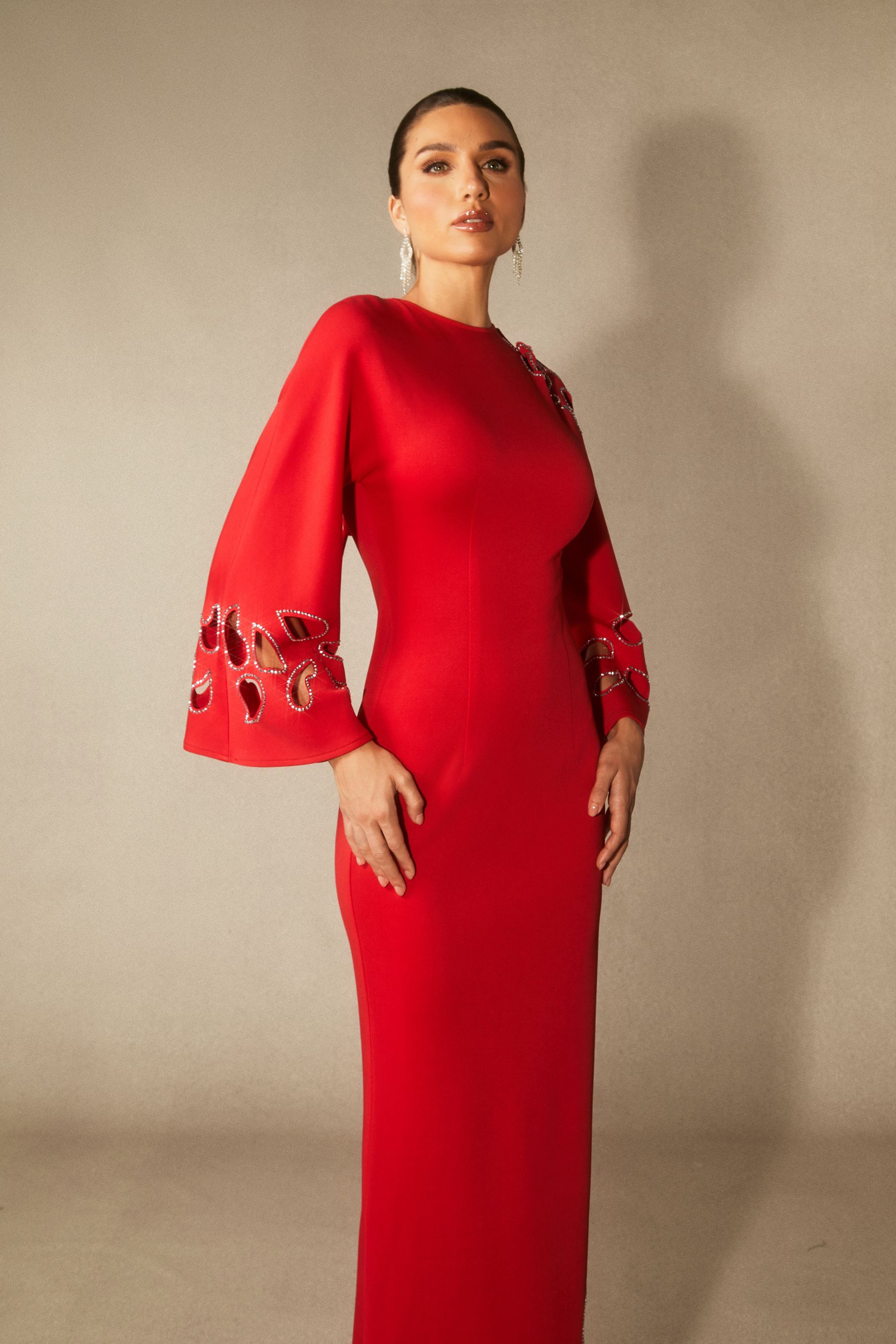 Sharon Long Sleeve Hollow Maxi Dress-purelyfable