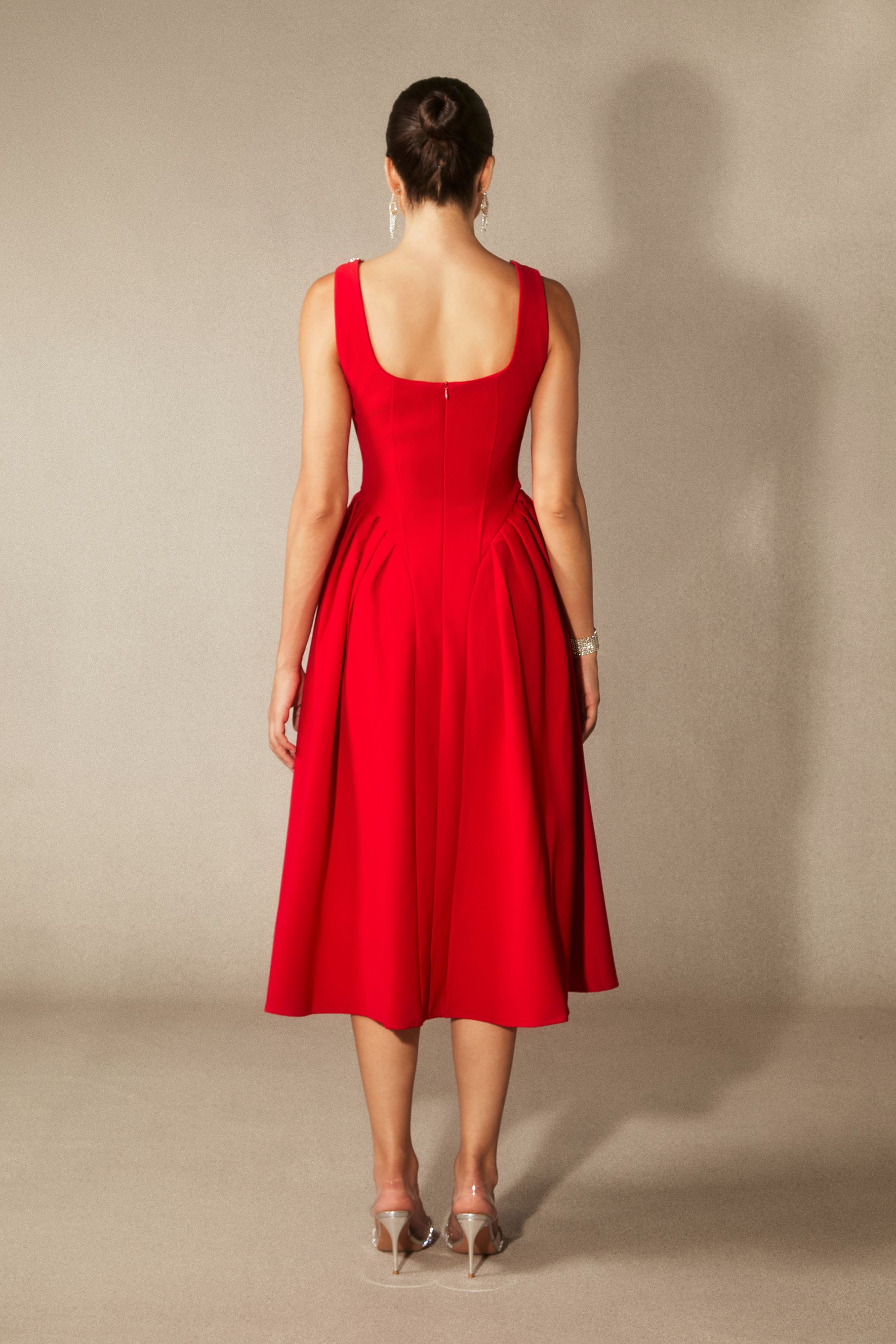 Anita Crystal Embellished Sleeveless Midi Dress-purelyfable