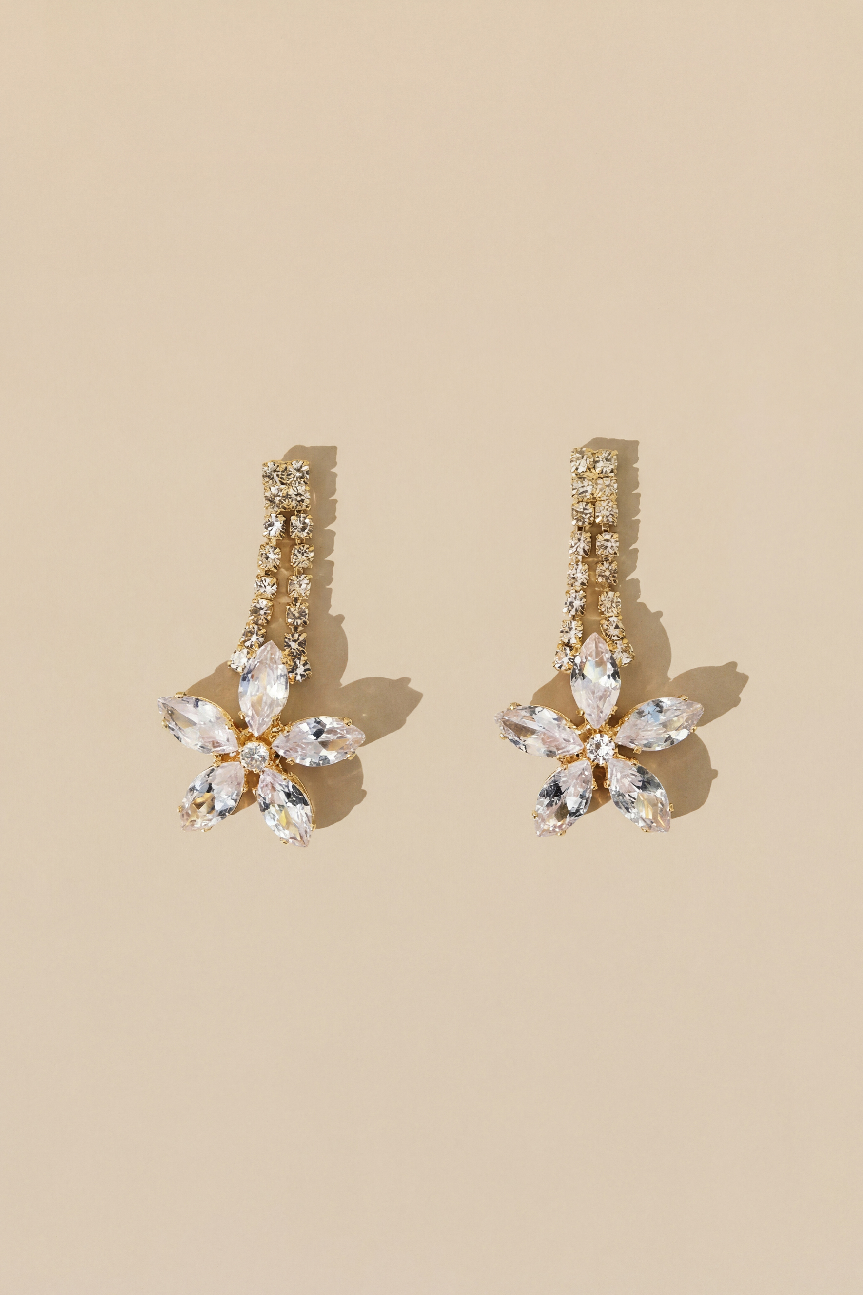 Crystal Floral Drop Earrings-purelyfable