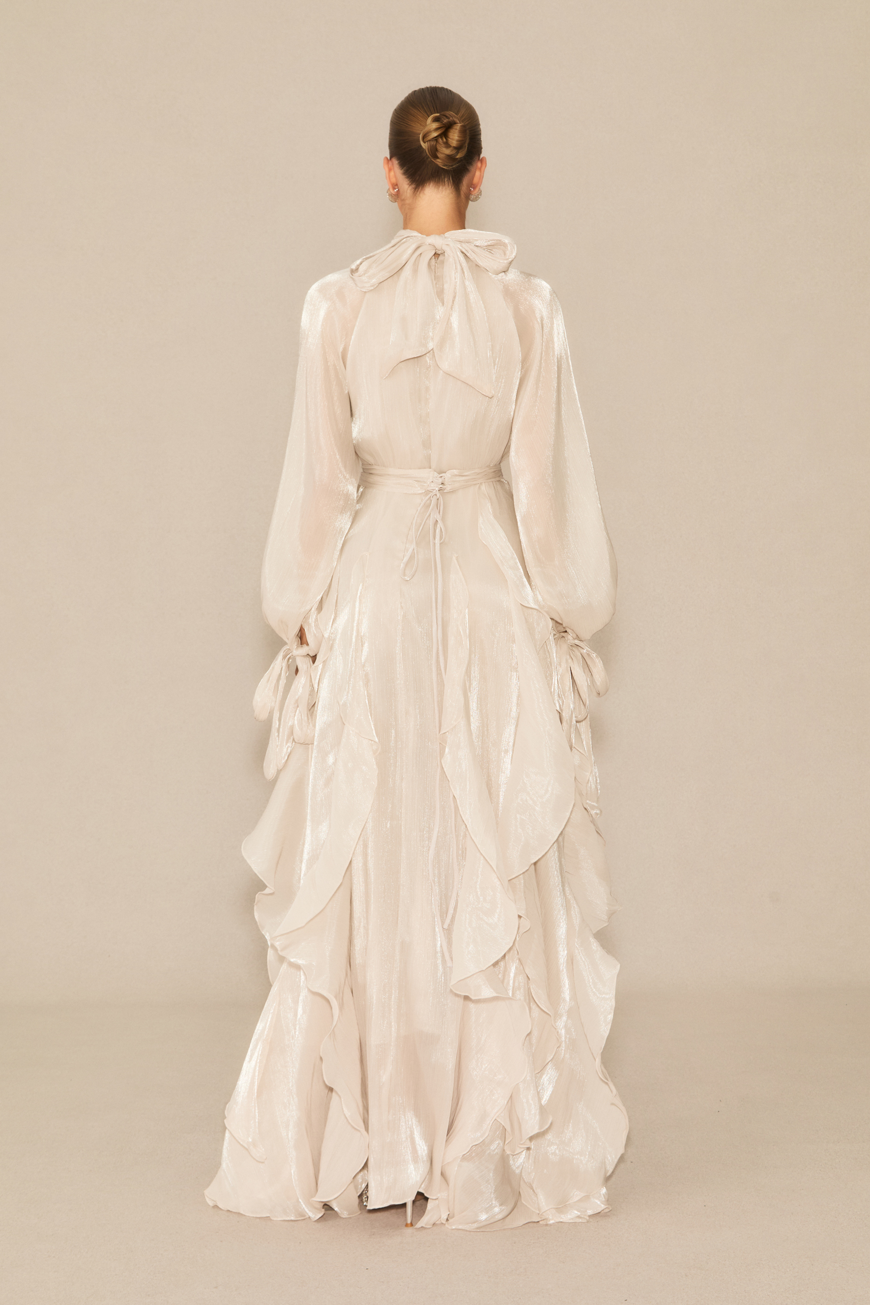 Estella Puff Sleeve Ruffle Trim Maxi Dress-purelyfable