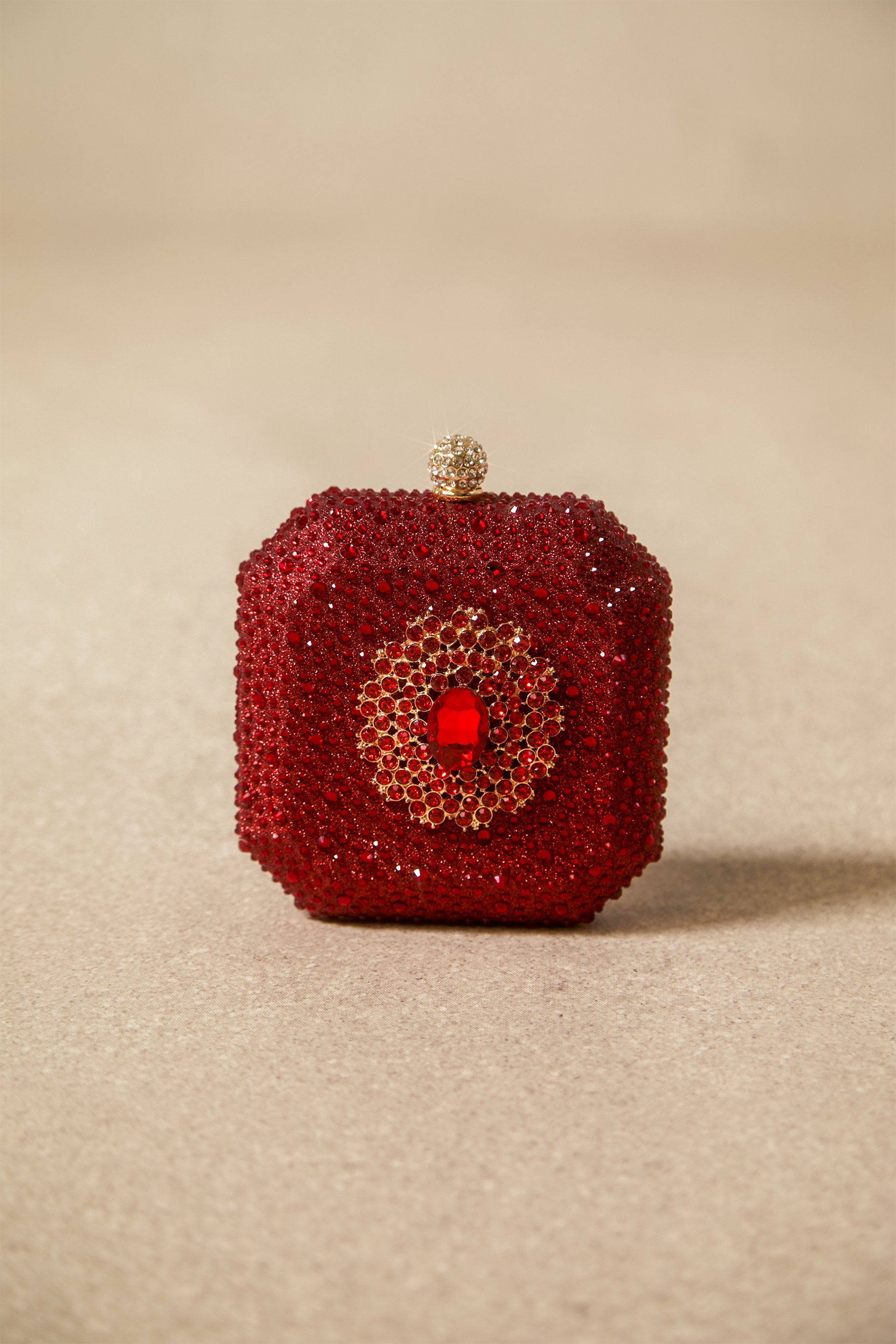 Crystal Embellished Square Clutch Bag-purelyfable