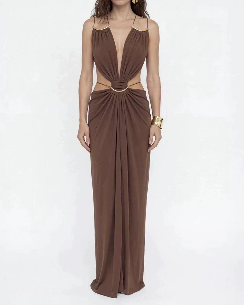 Athena Green Hollow Out Strappy Maxi Dress