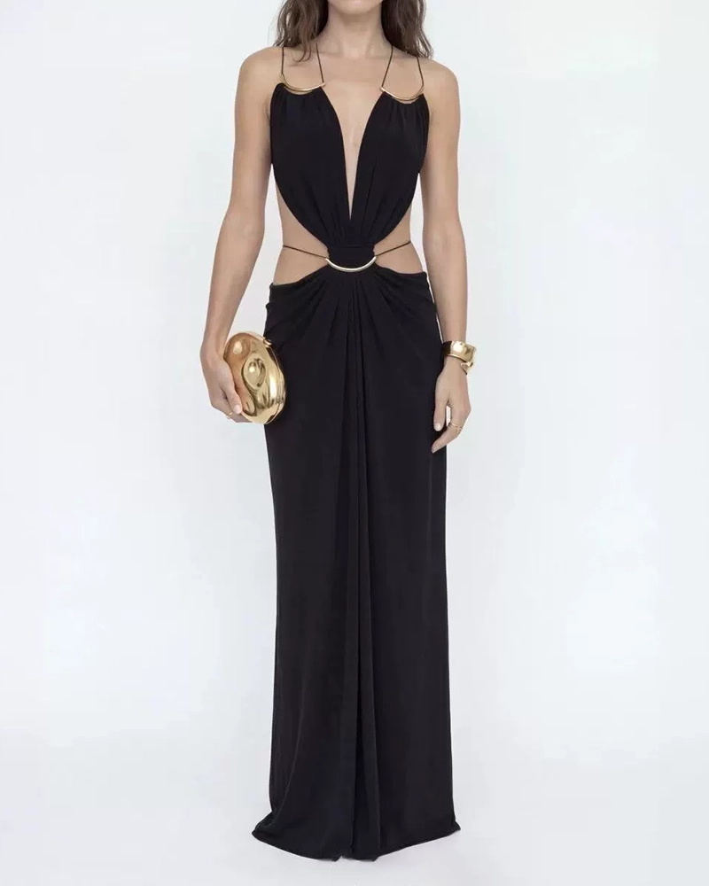 Athena Green Hollow Out Strappy Maxi Dress