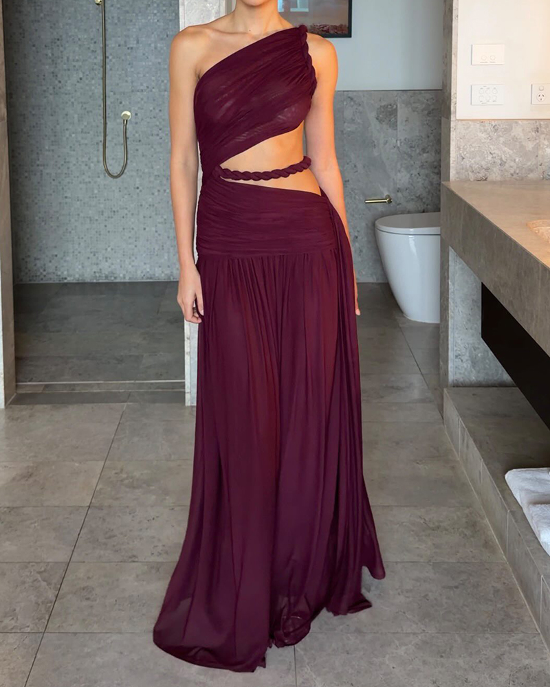 Darcy Claret Hollow Out Mesh Maxi Dress