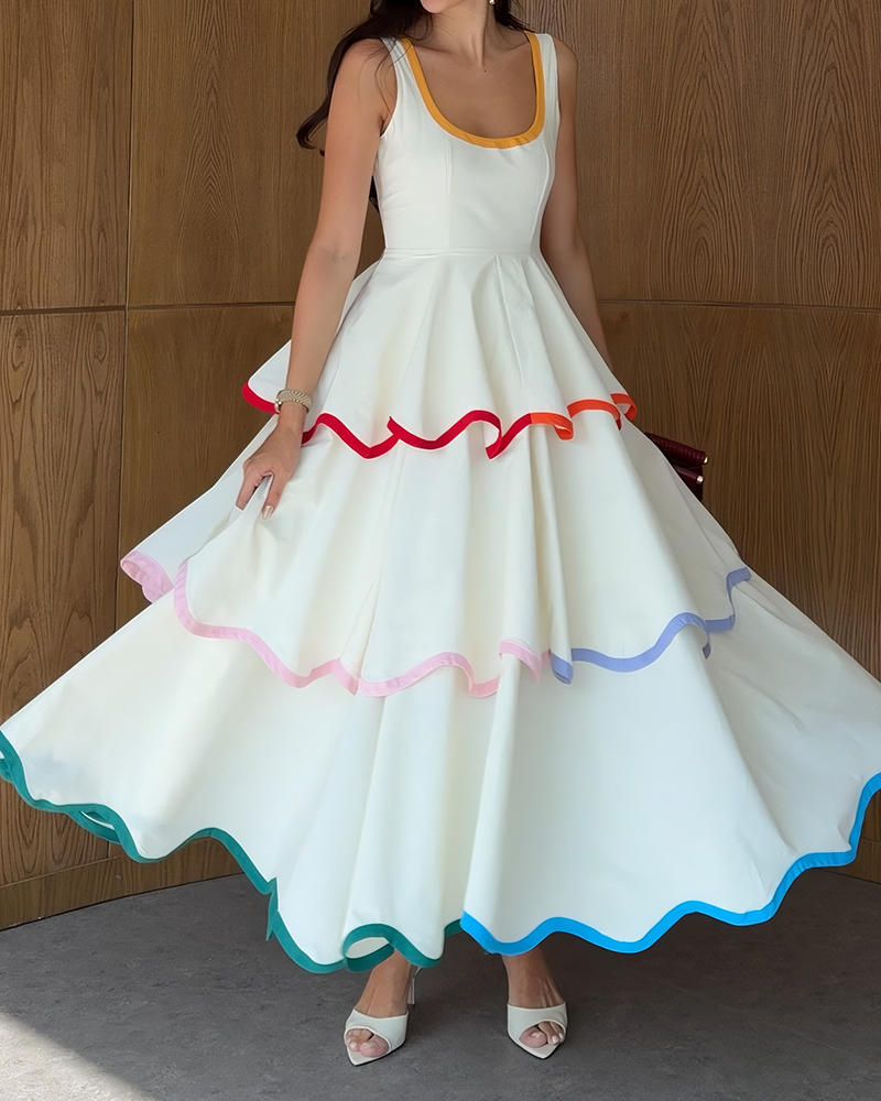 Aliyah White Tiered Cake Maxi Dress