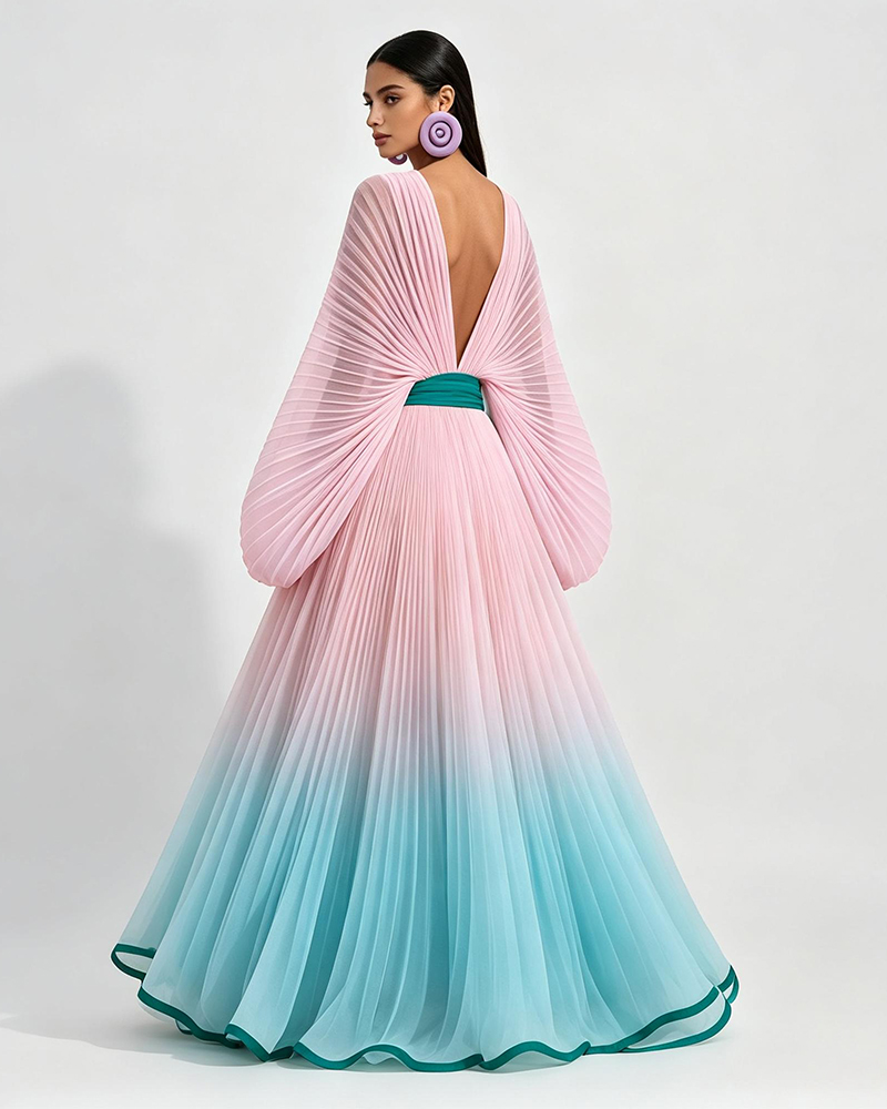Thalia Colorful Pleated Loose-fitting Dress