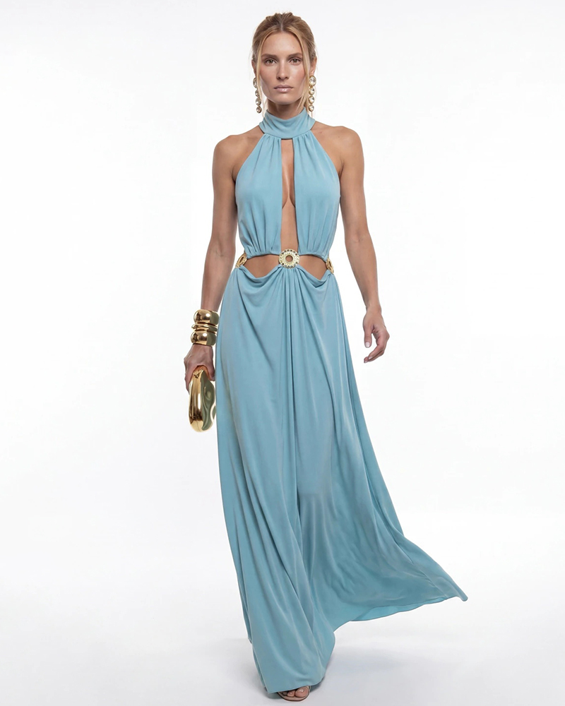 Celestial Blue Cutout Maxi Dress