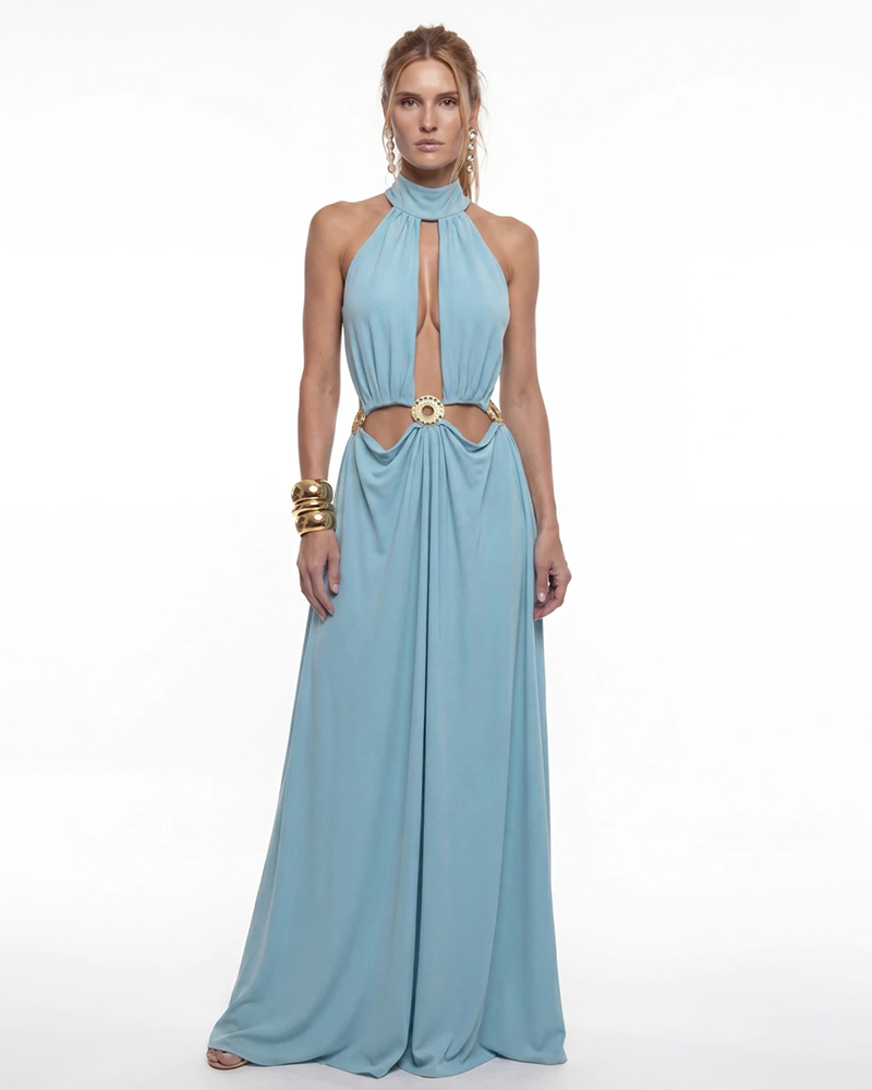 Celestial Blue Cutout Maxi Dress